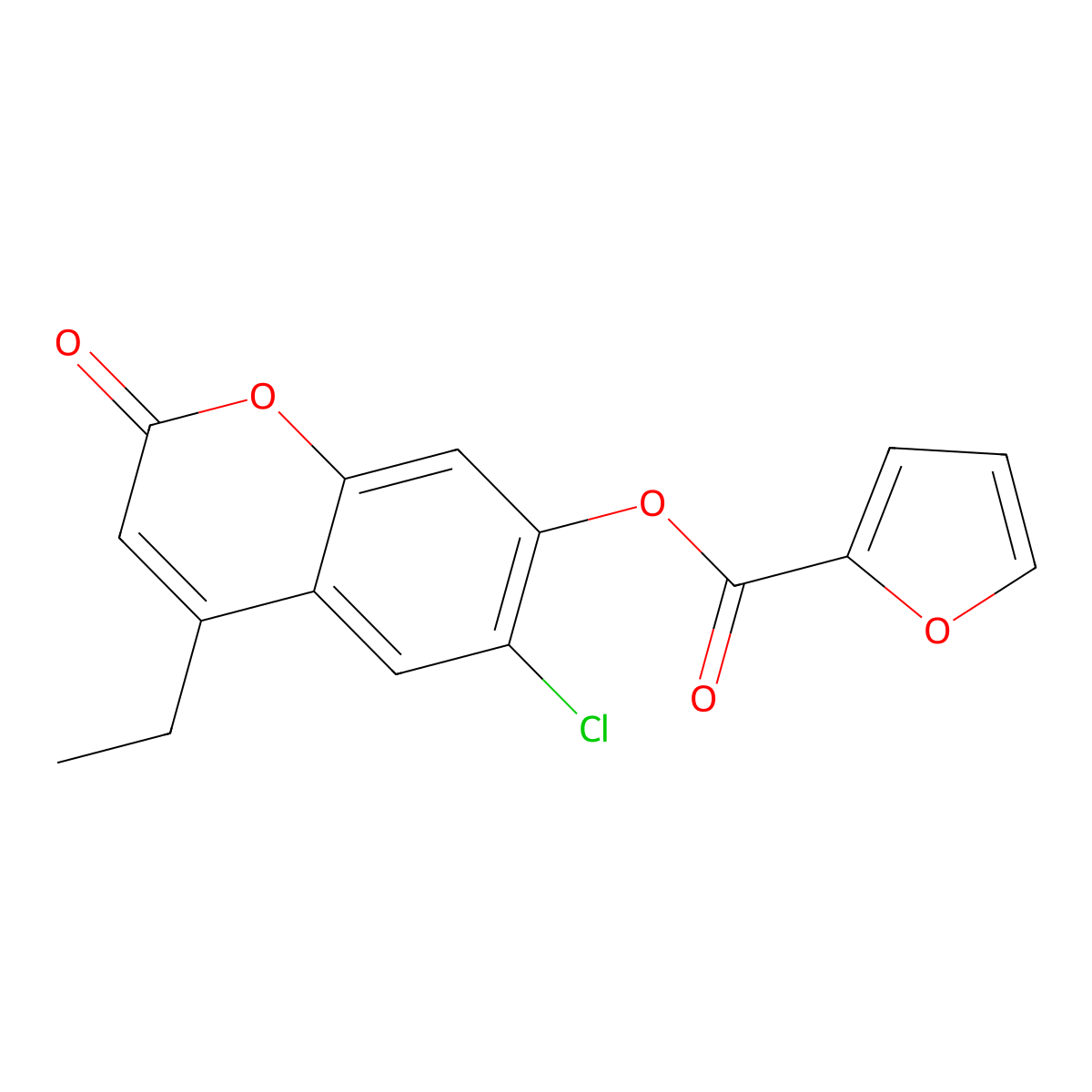 6-chloro-4-ethyl-2-oxo-2H-chromen-7-yl furan-2-carboxylate molecular structure, CAS 446279-64-7