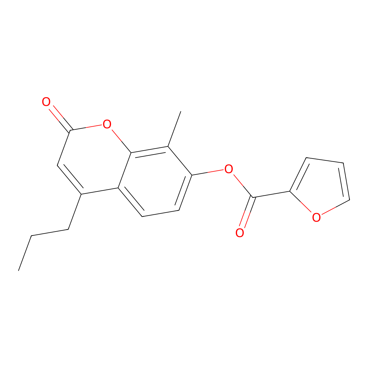 8-methyl-2-oxo-4-propyl-2H-chromen-7-yl furan-2-carboxylate molecular structure, CAS 446279-65-8