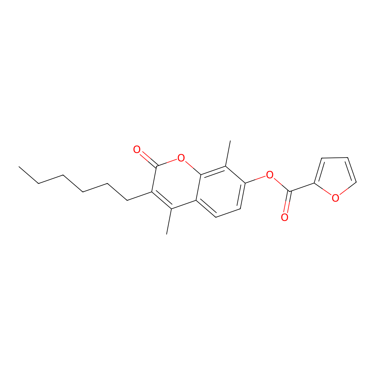 3-hexyl-4,8-dimethyl-2-oxo-2H-chromen-7-yl furan-2-carboxylate molecular structure, CAS 446279-73-8