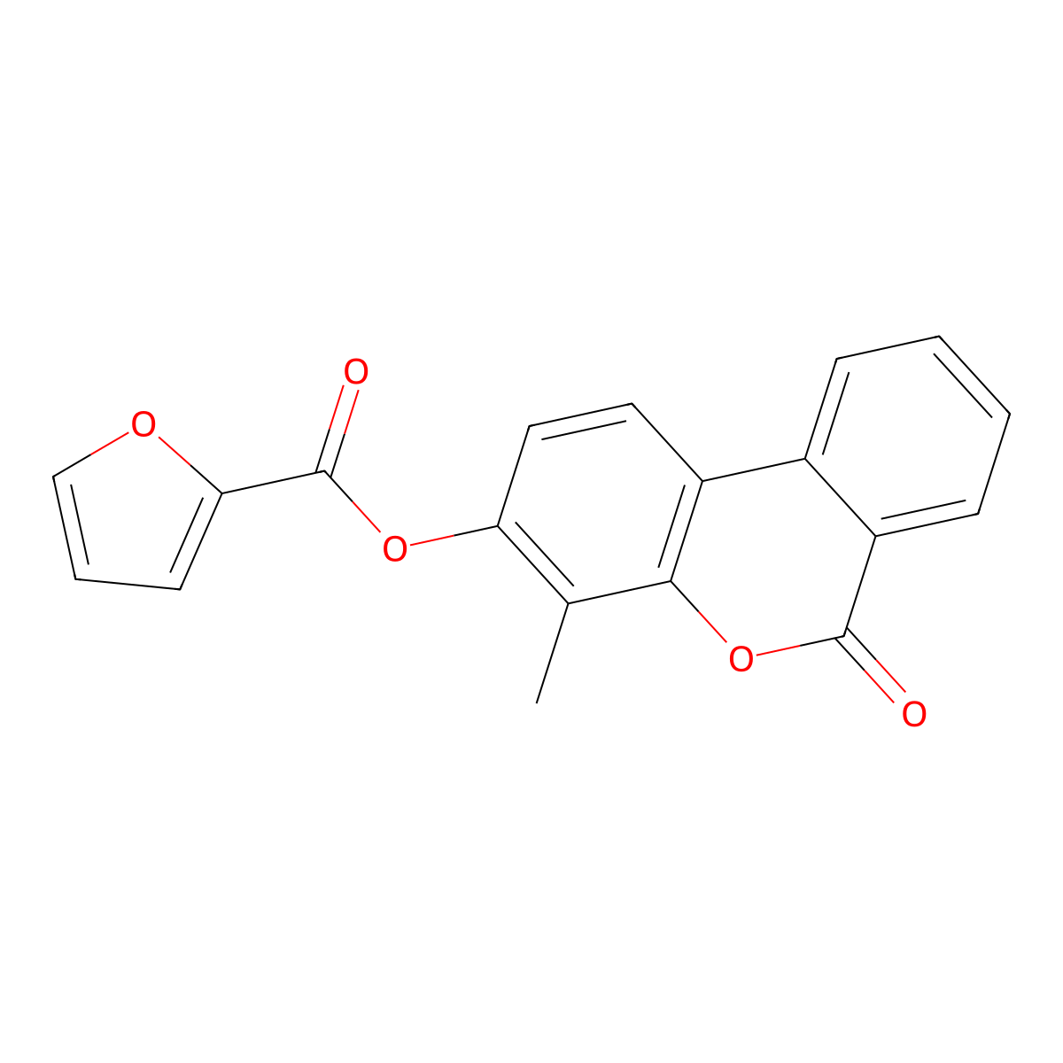 4-methyl-6-oxo-6H-benzo[c]chromen-3-yl furan-2-carboxylate molecular structure, CAS 446279-90-9