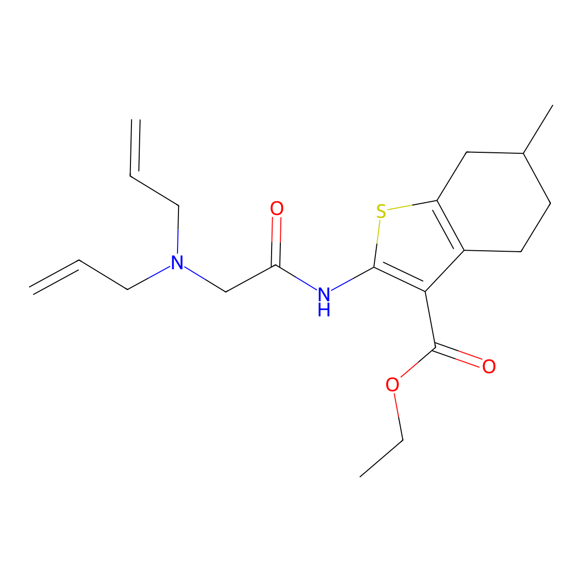 Ethyl 2-{[(diallylamino)acetyl]amino}-6-methyl-4,5,6,7-tetrahydro-1-benzothiophene-3-carboxylate molecular structure, CAS 446280-89-3