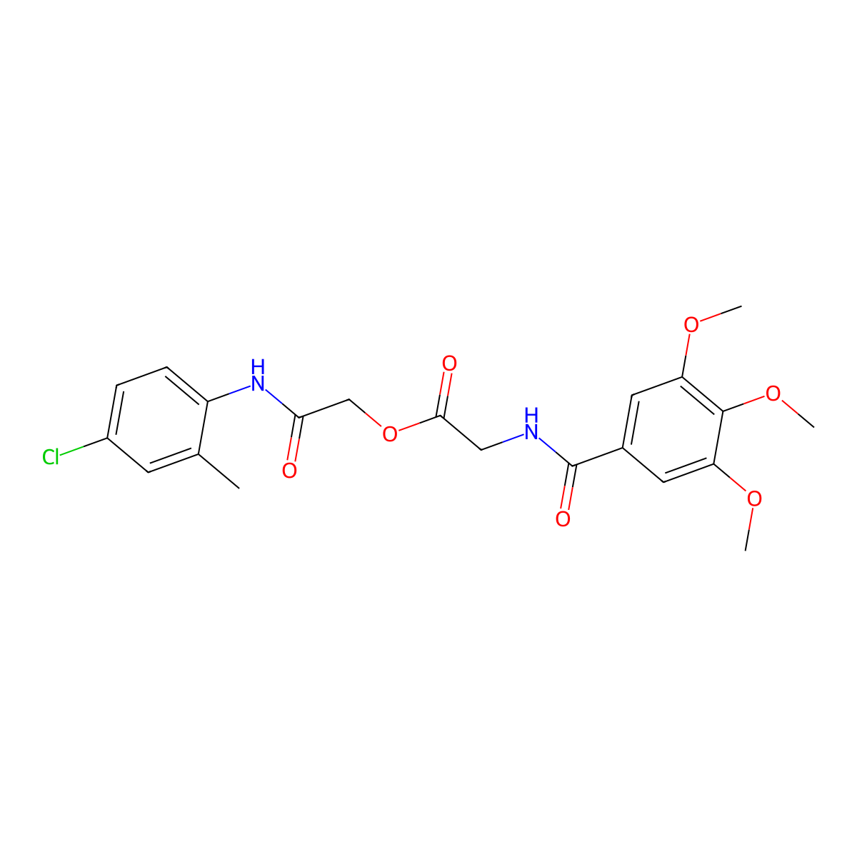 N-(3,4,5-Trimethoxybenzoyl)glycine 2-[(4-chloro-2-methylphenyl)amino]-2-oxoethyl ester molecular structure, CAS 446284-37-3