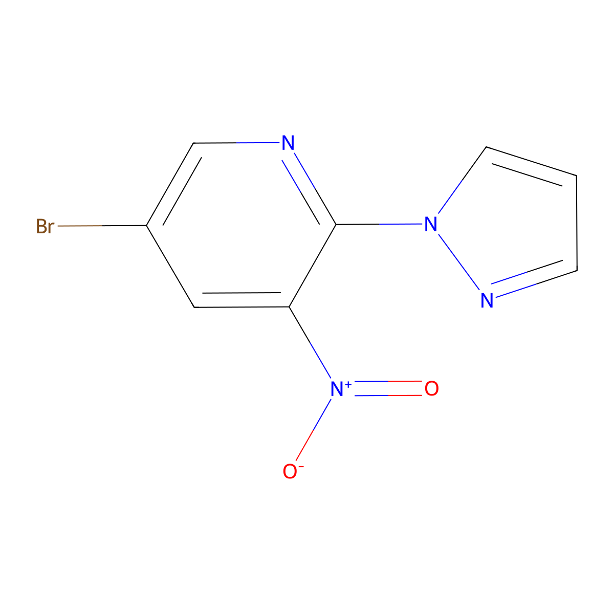 5-Bromo-3-nitro-2-(1H-pyrazol-1-yl)pyridine molecular structure, CAS 446284-40-8