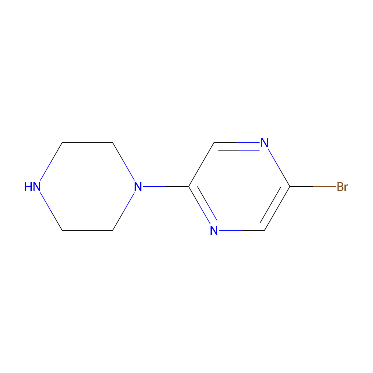 2-Bromo-5-(piperazin-1-YL)pyrazine molecular structure, CAS 446286-90-4