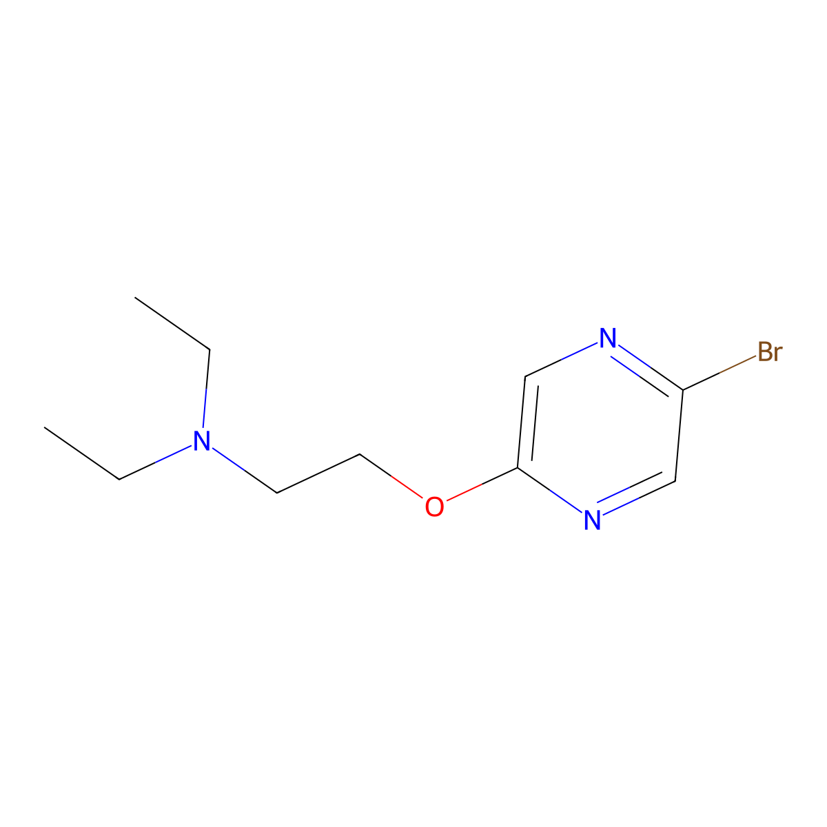 2-((5-Bromopyrazin-2-yl)oxy)-N,N-diethylethanamine molecular structure, CAS 446287-01-0