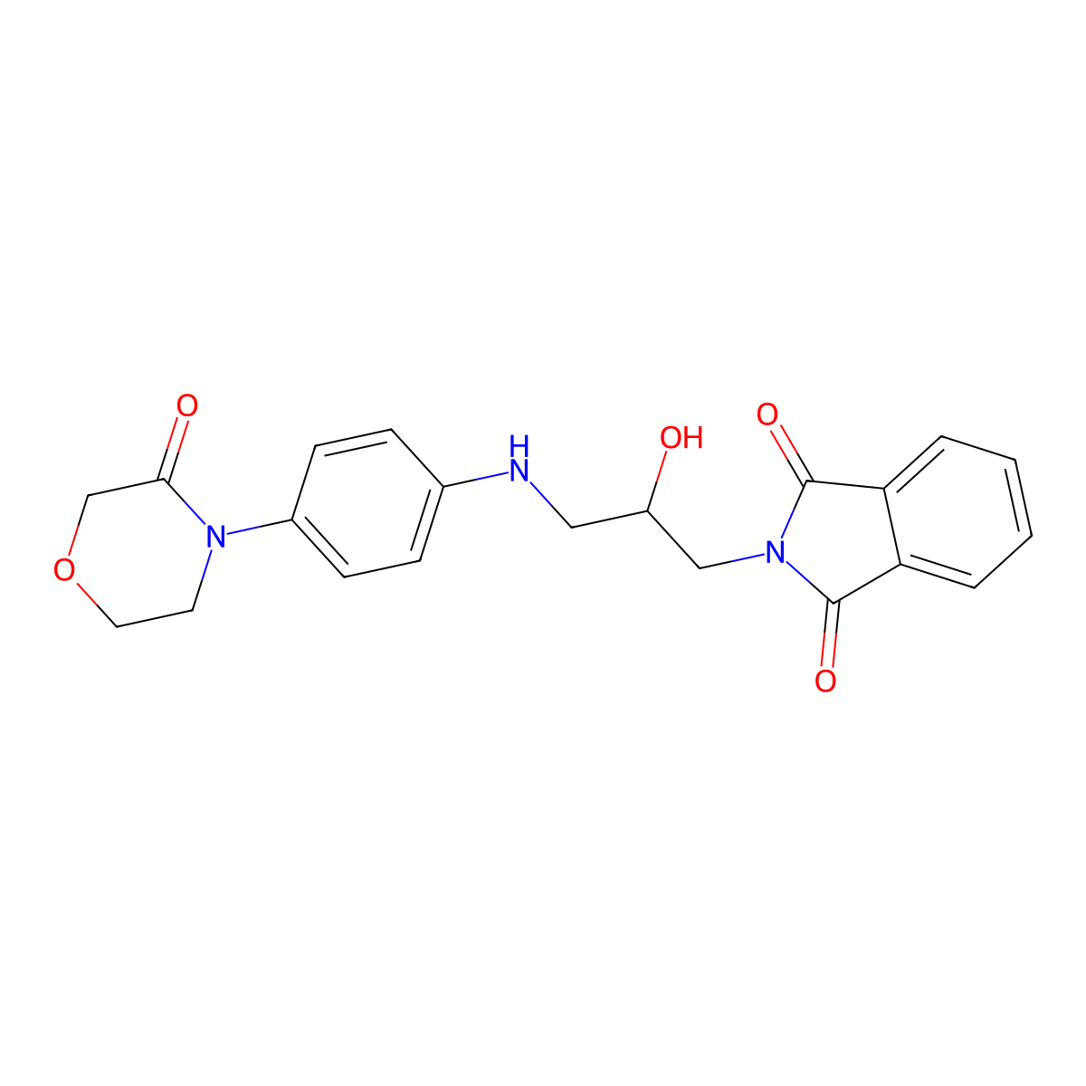 2-((2R)-2-hydroxy-3-((4-(3-oxomorpholin-4-yl)phenyl)amino)propyl)-1H-isoindole-1,3(2H)-dione molecular structure, CAS 446292-07-5