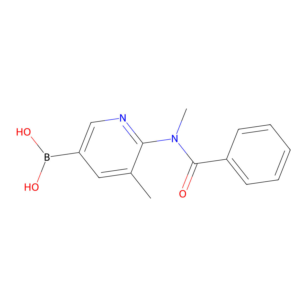Boronic acid, (6-(benzoylmethylamino)-5-methyl-3-pyridinyl)- molecular structure, CAS 446299-81-6