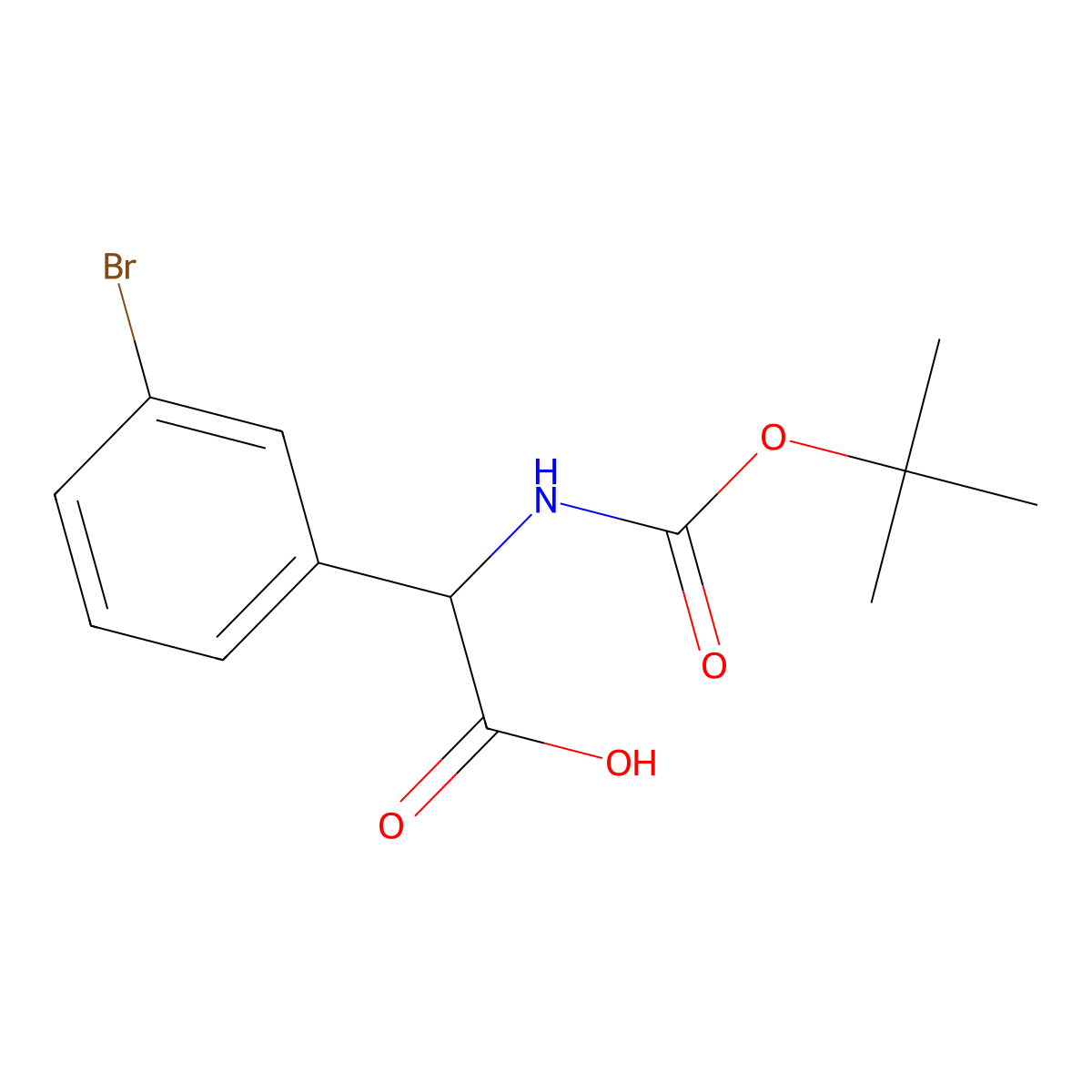 2-(3-Bromophenyl)-2-((tert-butoxycarbonyl)amino)acetic acid molecular structure, CAS 446305-66-4