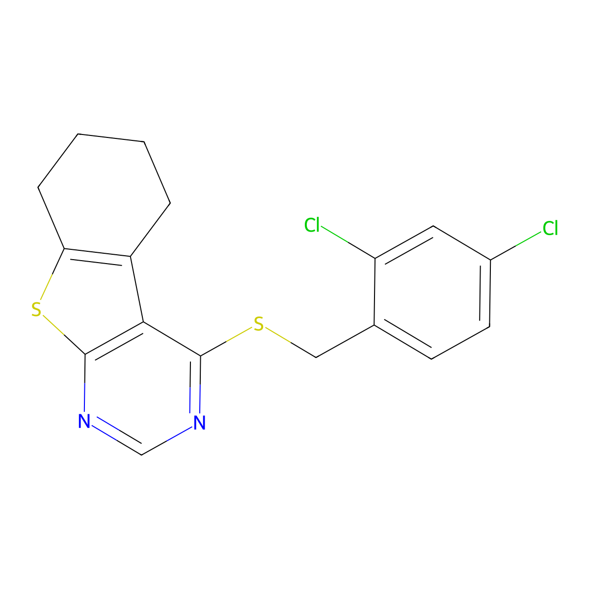 4-[(2,4-Dichlorobenzyl)sulfanyl]-5,6,7,8-tetrahydro[1]benzothieno[2,3-d]pyrimidine molecular structure, CAS 446307-50-2