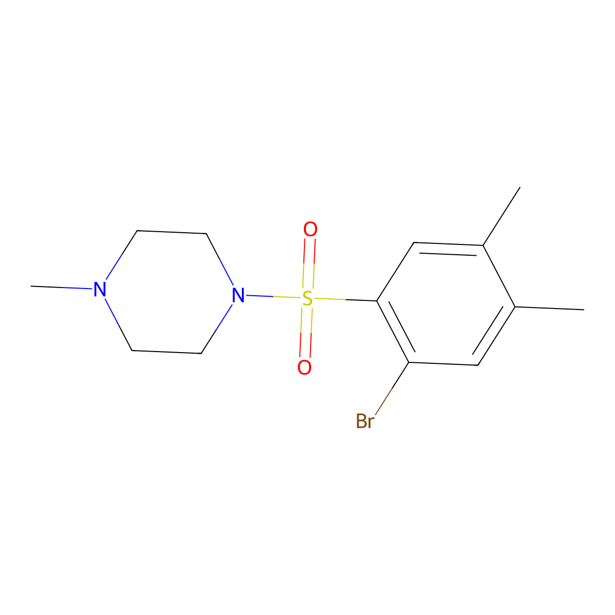 1-(2-Bromo-4,5-dimethylphenyl)sulfonyl-4-methylpiperazine molecular structure, CAS 446308-86-7