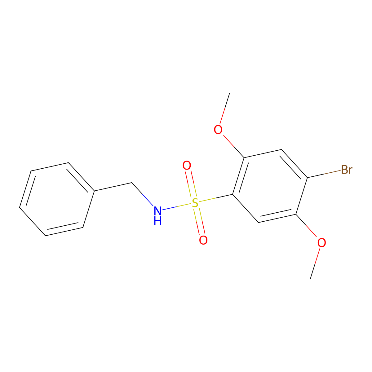 N-benzyl-4-bromo-2,5-dimethoxybenzenesulfonamide molecular structure, CAS 446309-01-9
