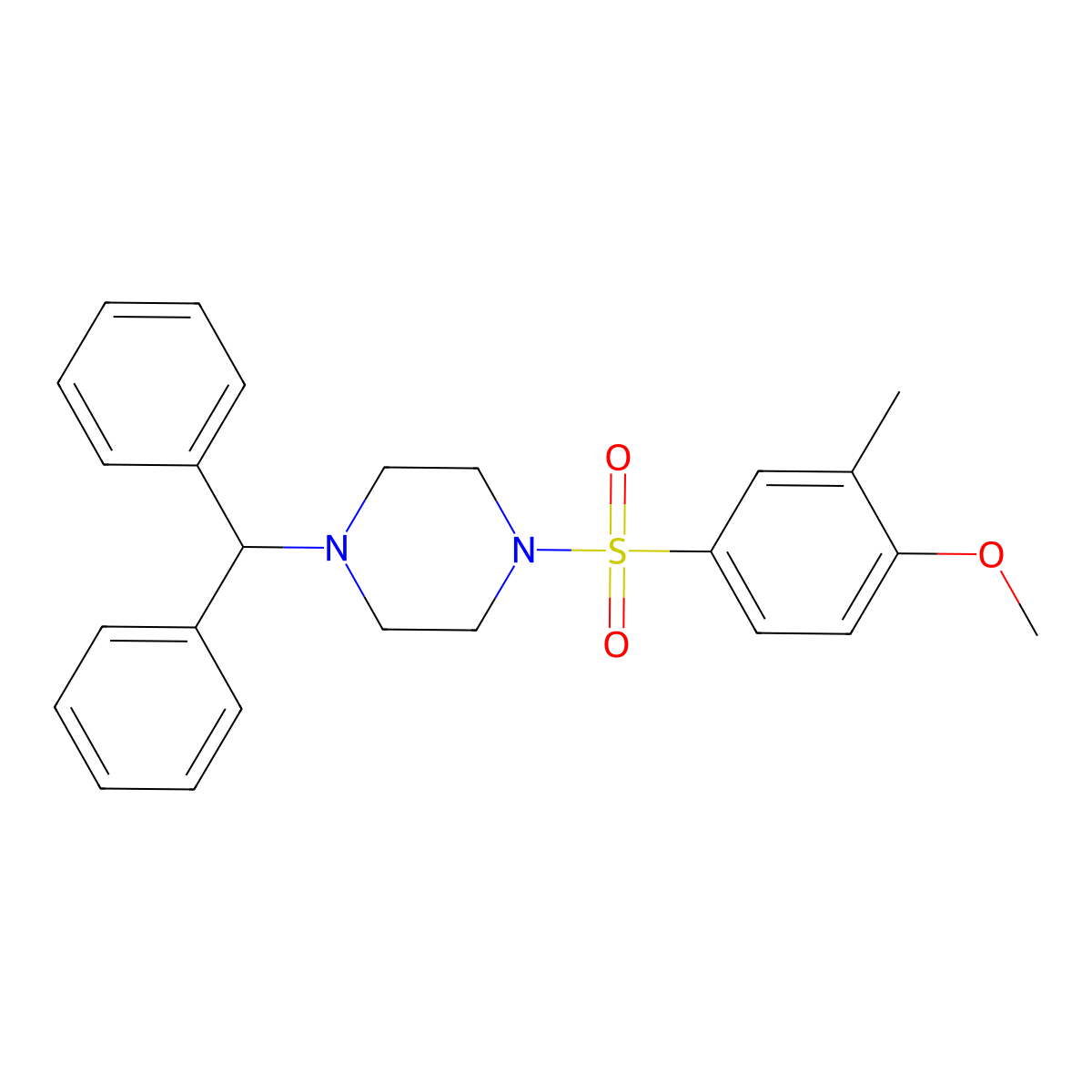 1-(Diphenylmethyl)-4-[(4-methoxy-3-methylphenyl)sulfonyl]piperazine molecular structure, CAS 446309-03-1