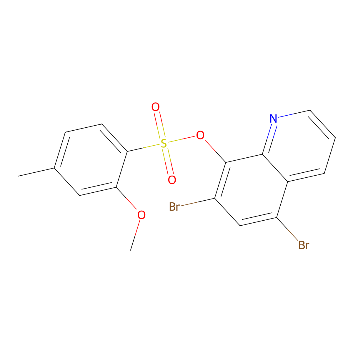 5,7-Dibromo-8-quinolyl 2-methoxy-4-methylbenzenesulfonate molecular structure, CAS 446309-04-2