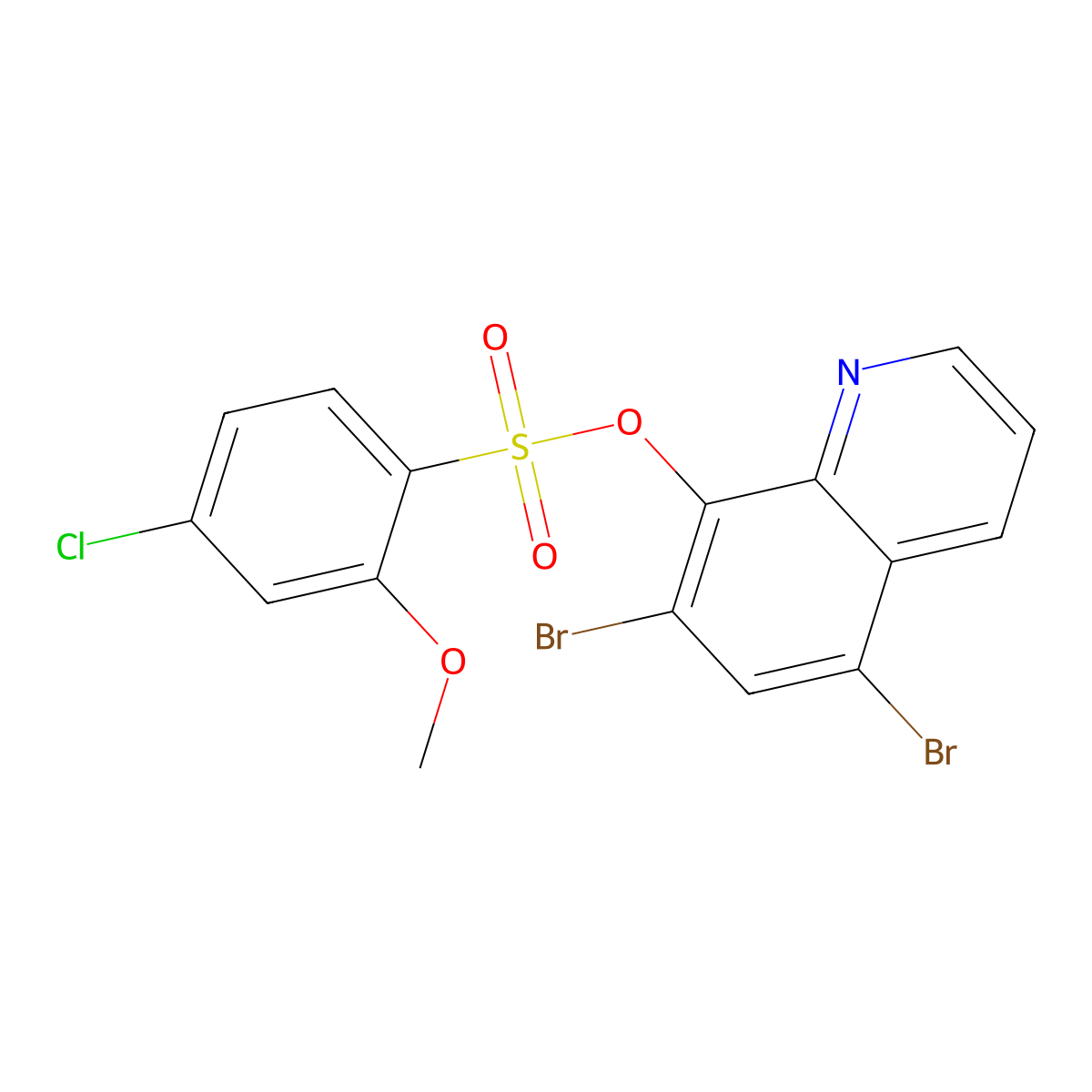 5,7-Dibromoquinolin-8-yl 4-chloro-2-methoxybenzene-1-sulfonate molecular structure, CAS 446309-08-6