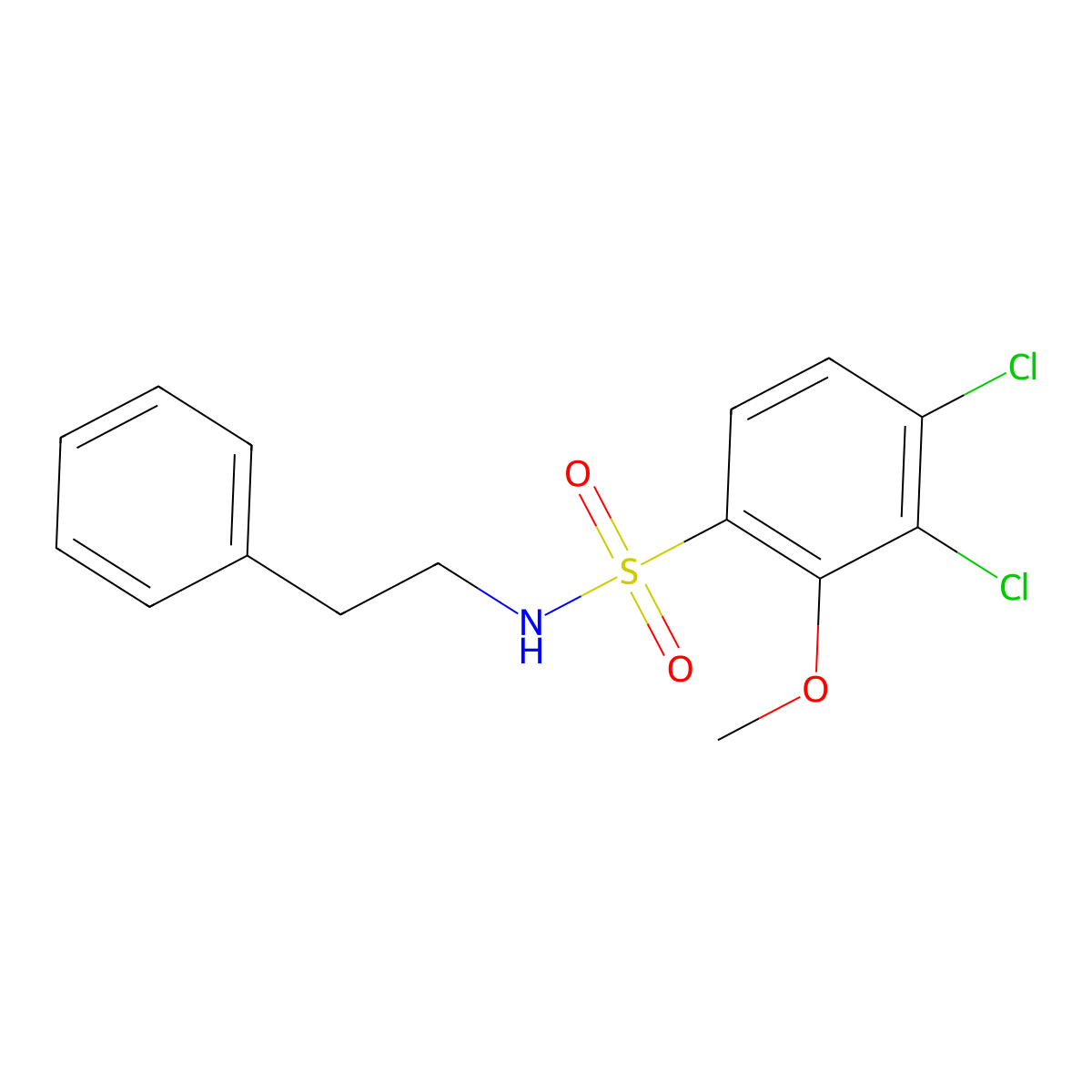 3,4-dichloro-2-methoxy-N-(2-phenylethyl)benzene-1-sulfonamide molecular structure, CAS 446309-14-4
