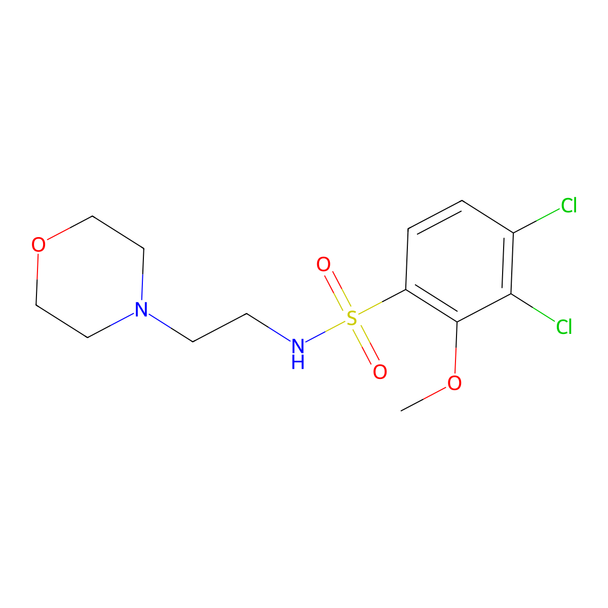 3,4-Dichloro-2-methoxy-N-(2-morpholin-4-yl-ethyl)-benzenesulfonamide molecular structure, CAS 446309-15-5