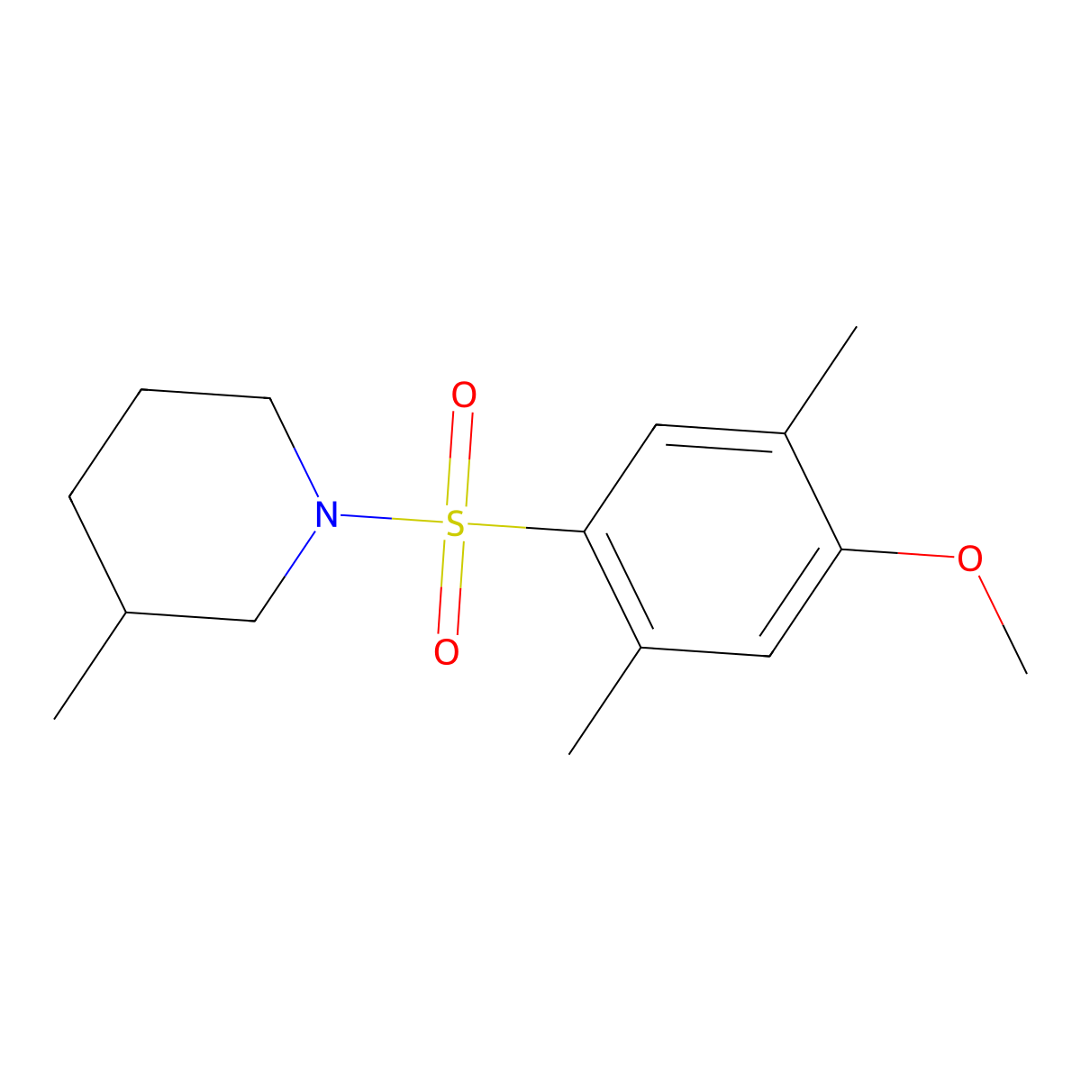 1-((4-Methoxy-2,5-dimethylphenyl)sulfonyl)-3-methylpiperidine molecular structure, CAS 446309-16-6