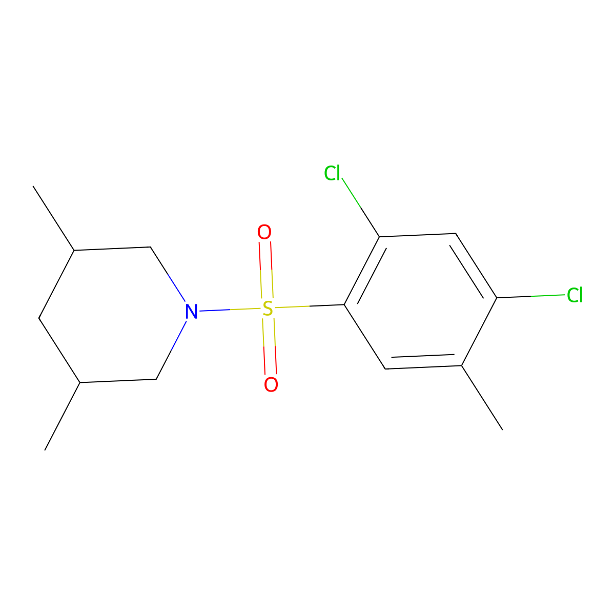 1-(2,4-Dichloro-5-methylbenzenesulfonyl)-3,5-dimethylpiperidine molecular structure, CAS 446309-23-5