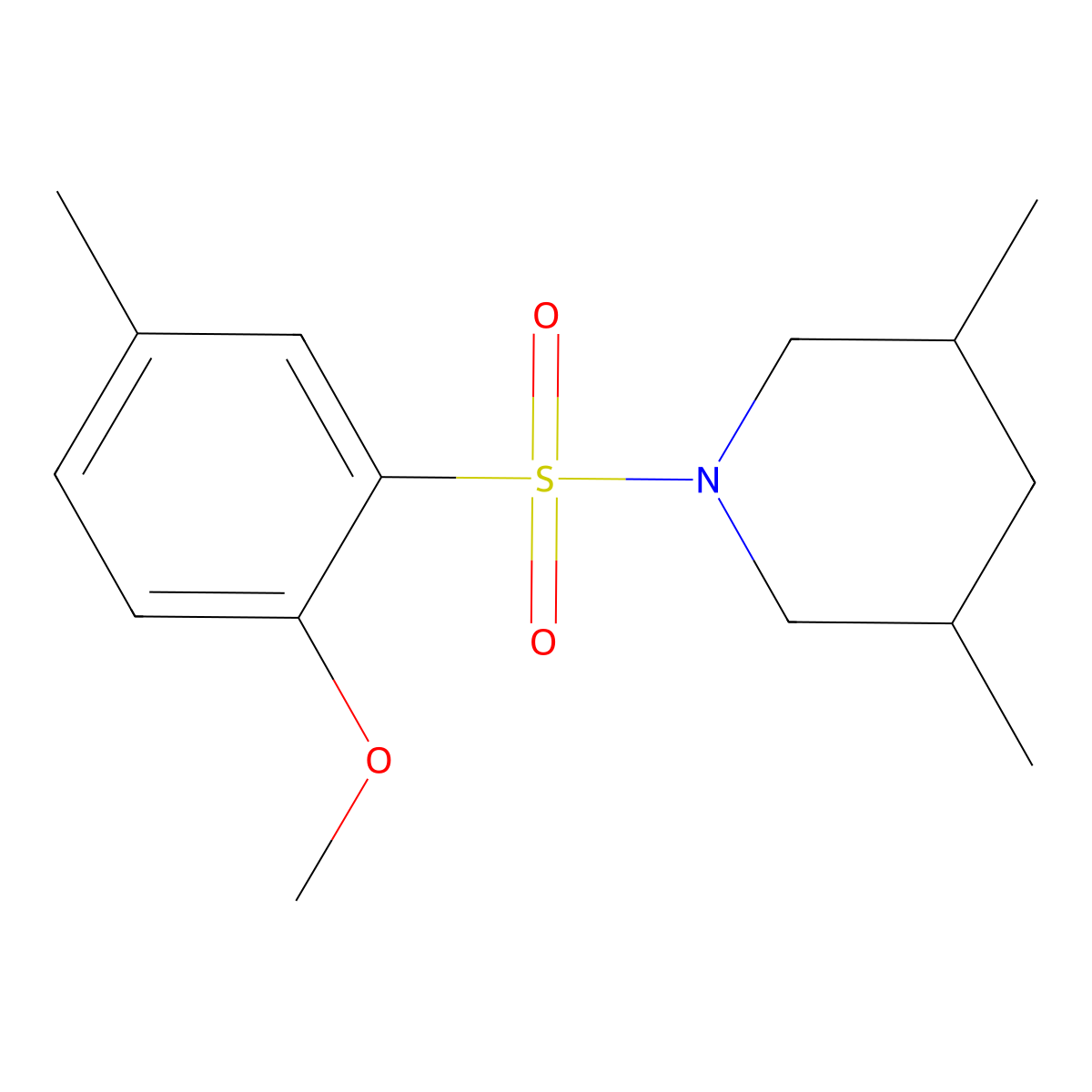 1-[(2-Methoxy-5-methylphenyl)sulfonyl]-3,5-dimethylpiperidine molecular structure, CAS 446309-24-6