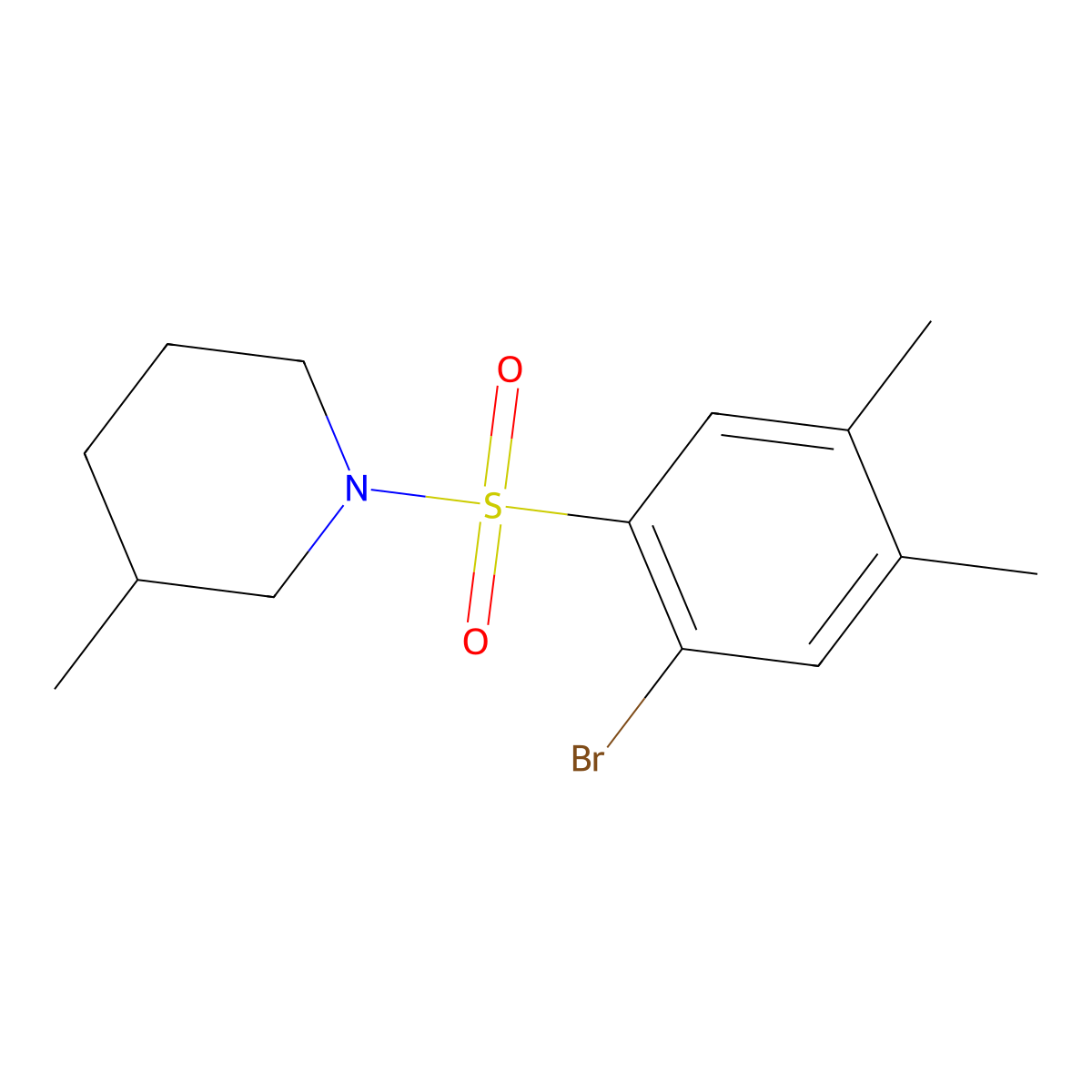 1-[(2-Bromo-4,5-dimethylphenyl)sulfonyl]-3-methylpiperidine molecular structure, CAS 446309-26-8