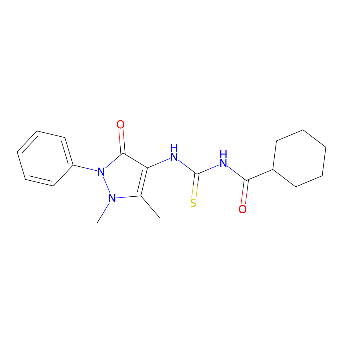 N-[(1,5-dimethyl-3-oxo-2-phenylpyrazol-4-yl)carbamothioyl]cyclohexanecarboxamide molecular structure, CAS 446309-74-6