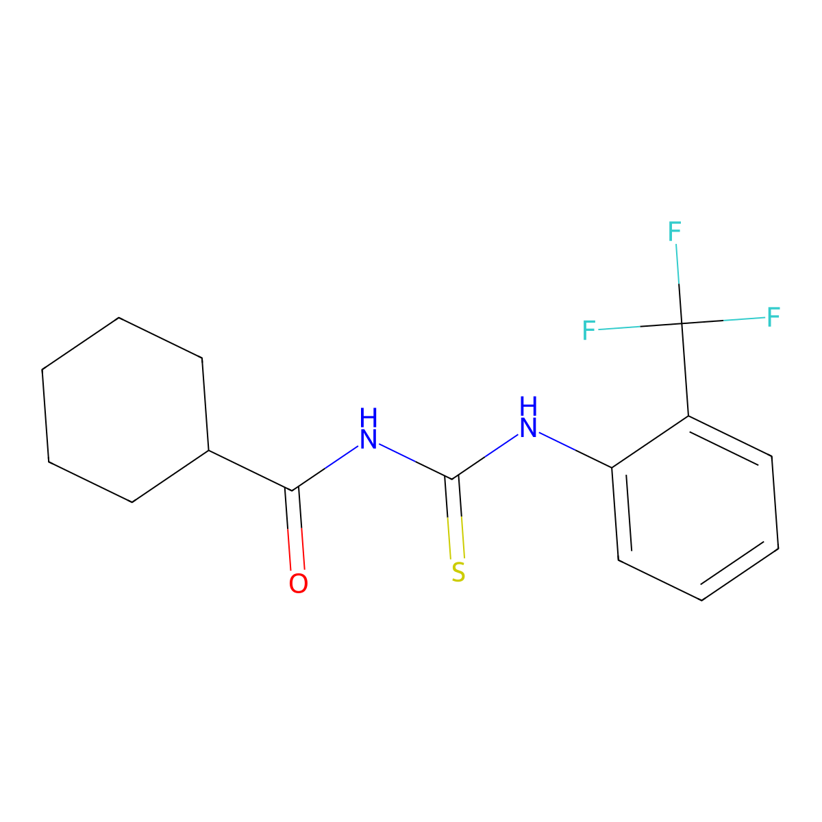 N-[[2-(trifluoromethyl)phenyl]carbamothioyl]cyclohexanecarboxamide molecular structure, CAS 446309-81-5