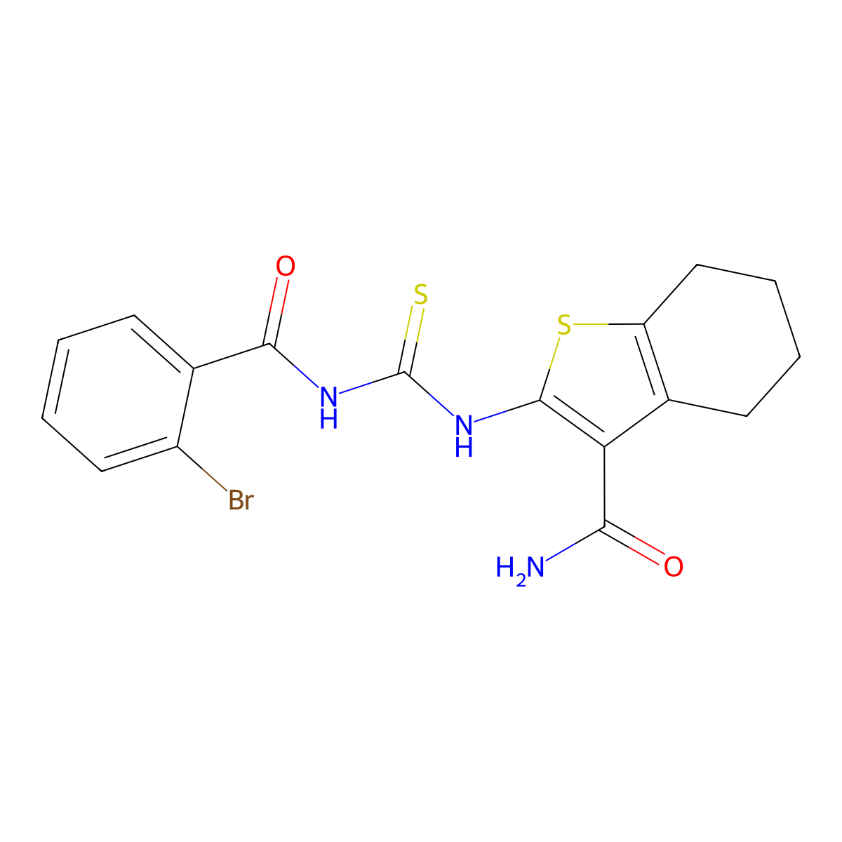 2-[(2-Bromobenzoyl)carbamothioylamino]-4,5,6,7-tetrahydro-1-benzothiophene-3-carboxamide molecular structure, CAS 446310-04-9