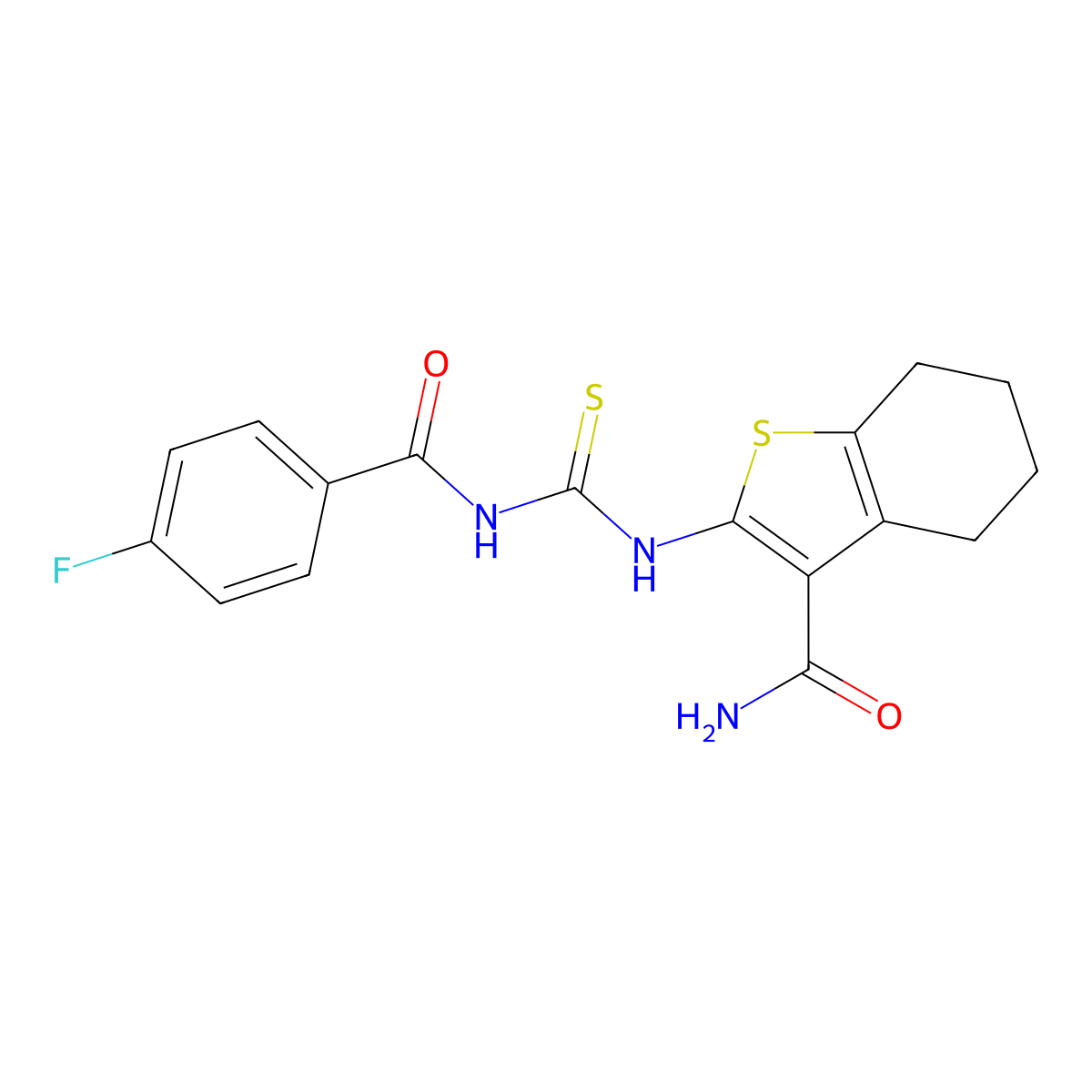 2-[(4-Fluorobenzoyl)carbamothioylamino]-4,5,6,7-tetrahydro-1-benzothiophene-3-carboxamide molecular structure, CAS 446310-06-1