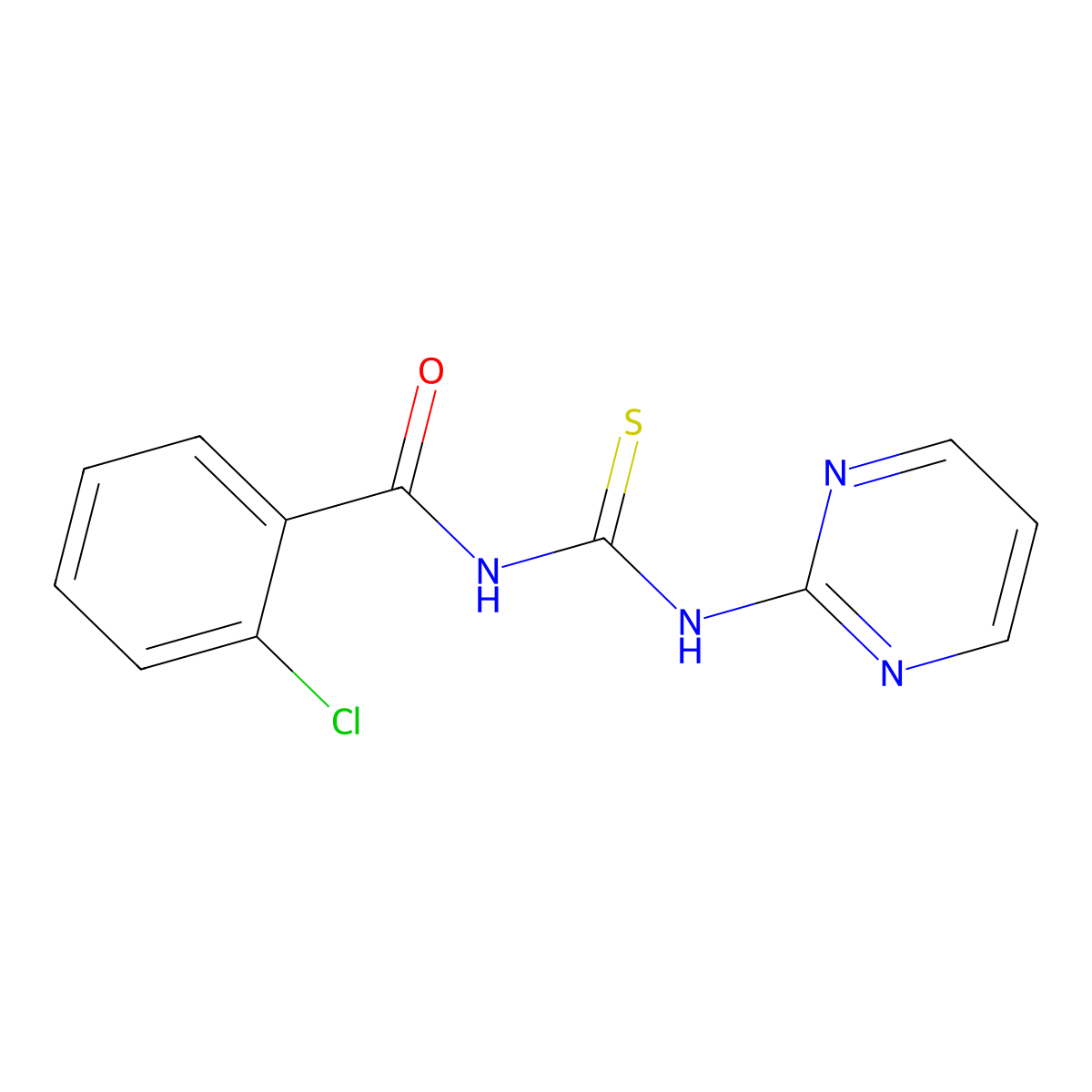 2-chloro-N-(pyrimidin-2-ylcarbamothioyl)benzamide molecular structure, CAS 446310-61-8