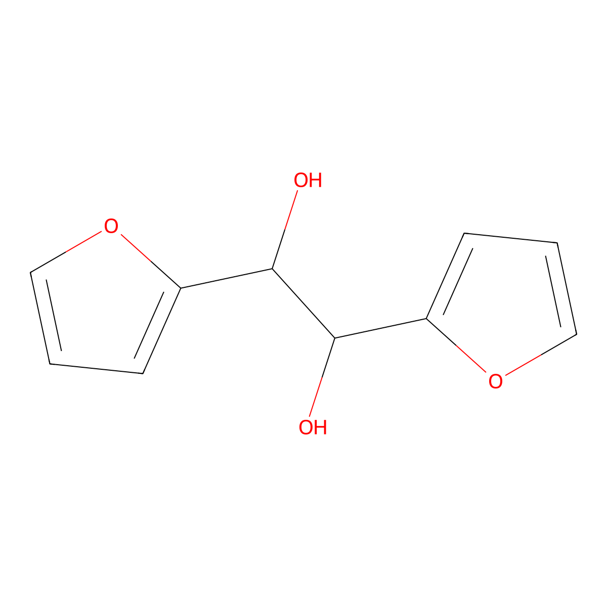 1,2-Bis(furan-2-yl)ethane-1,2-diol, meso molecular structure, CAS 4464-77-1