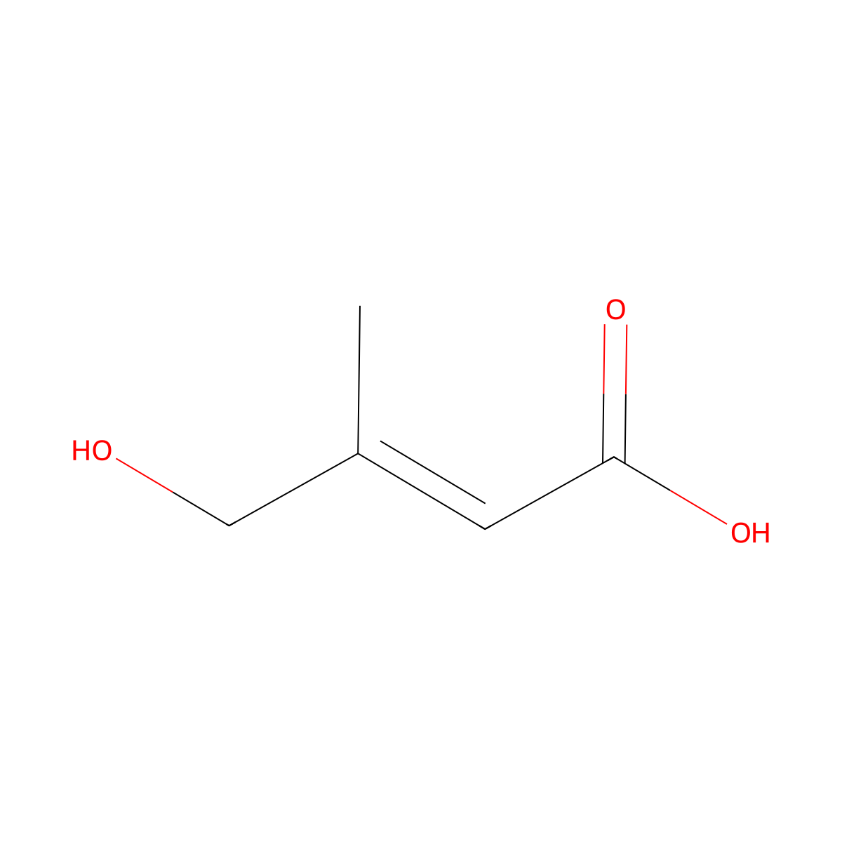 2-Butenoic acid, 4-hydroxy-3-methyl- molecular structure, CAS 44647-19-0