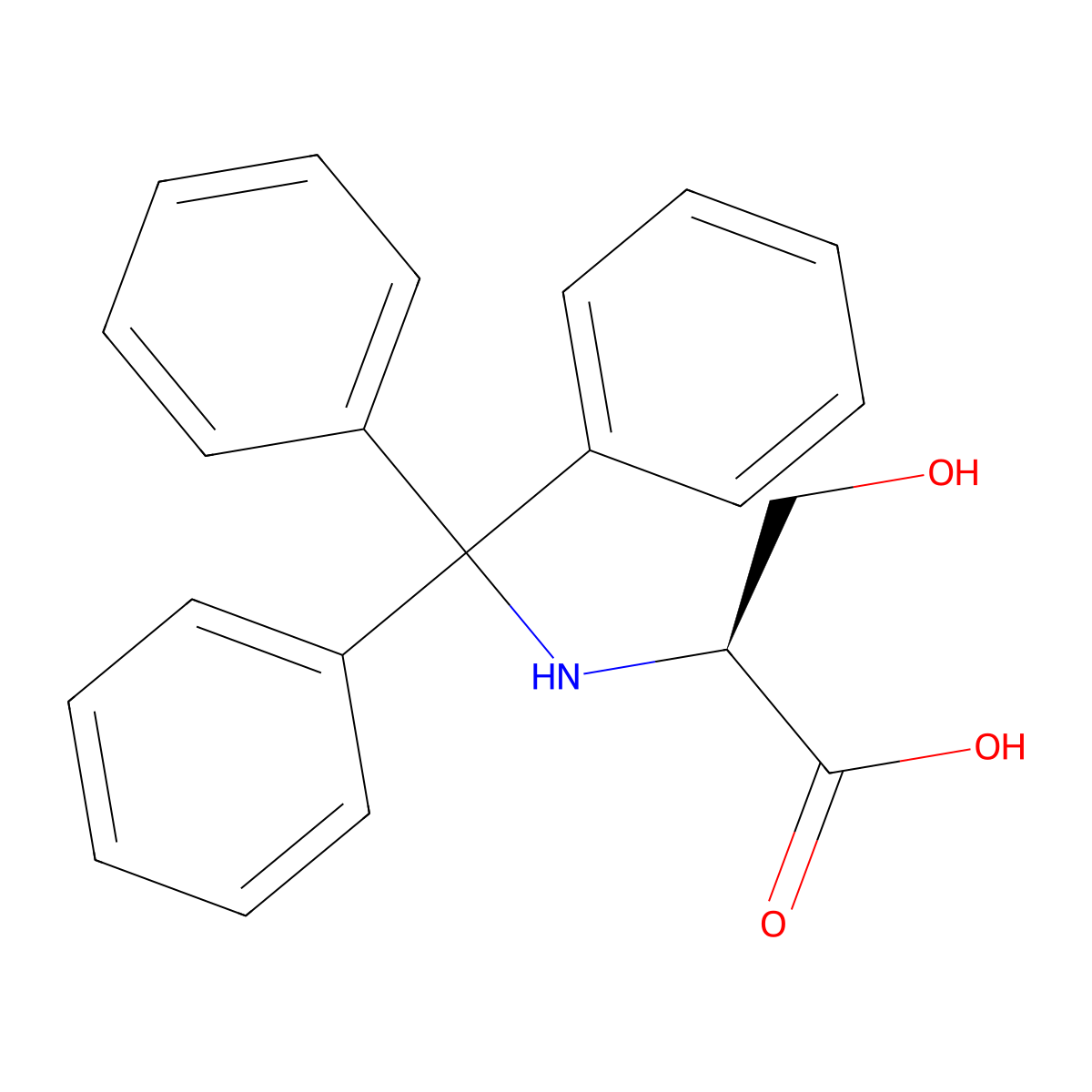 (2S)-3-Hydroxy-2-[(triphenylmethyl)amino]propanoic acid molecular structure, CAS 4465-45-6