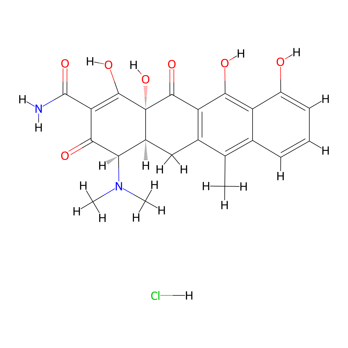 4-Epianhydrotetracycline hydrochloride molecular structure, CAS 4465-65-0