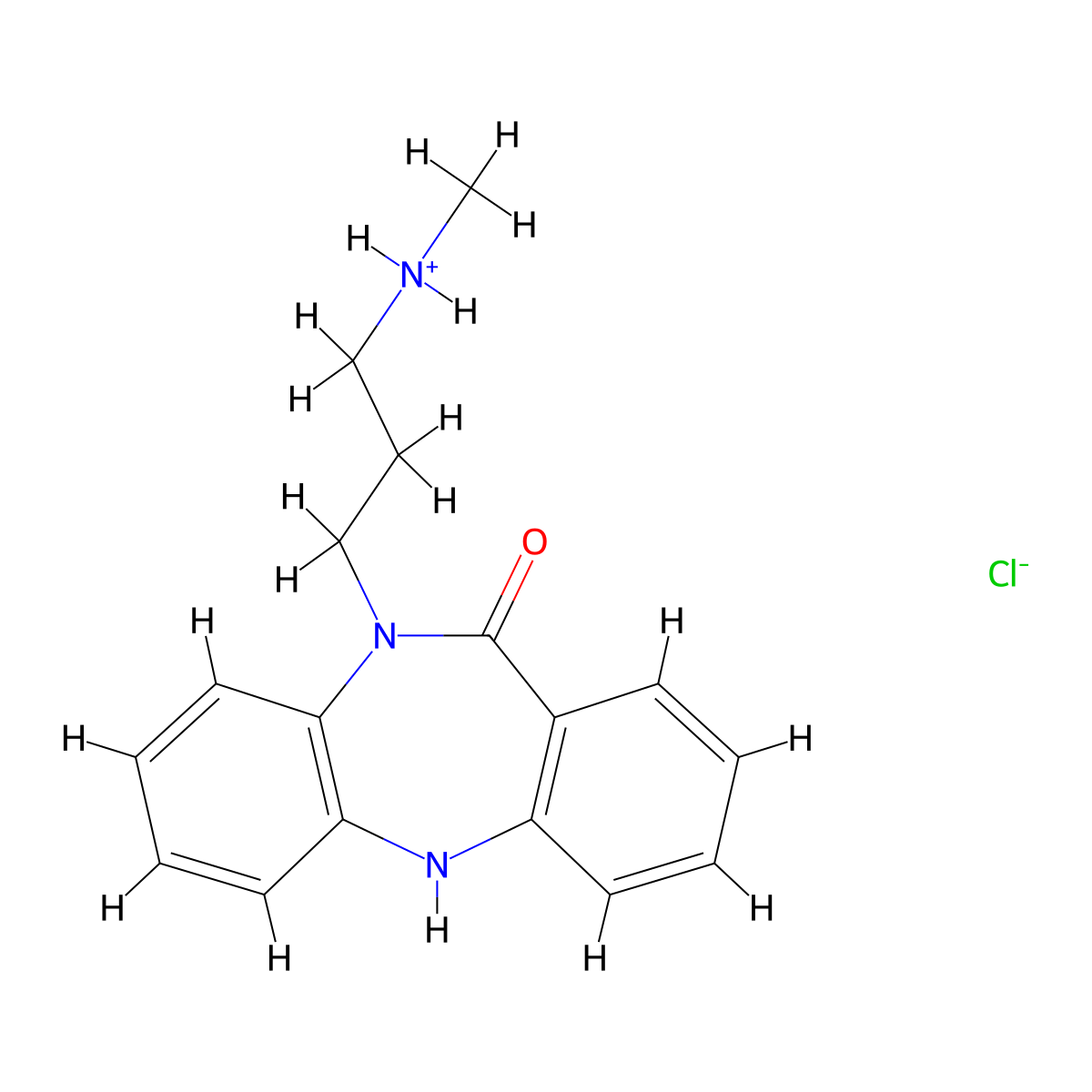 11H-Dibenzo(b,e)(1,4)diazepin-11-one, 5,10-dihydro-10-(3-(methylamino)propyl)-, monohydrochloride molecular structure, CAS 4466-05-1