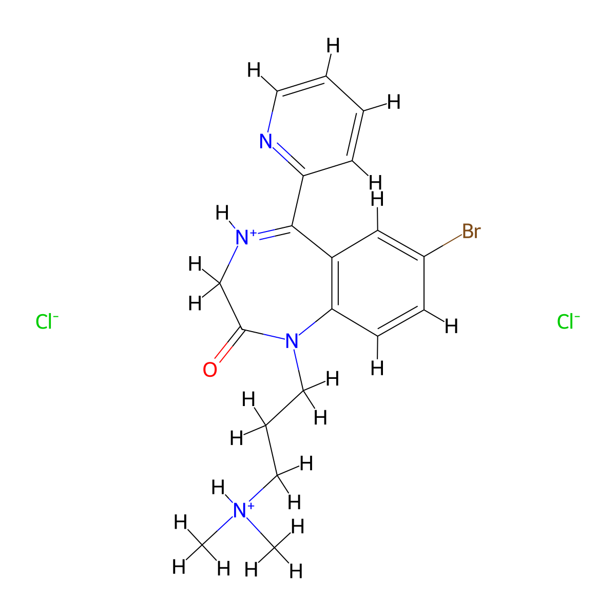 2H-1,4-Benzodiazepin-2-one, 1,3-dihydro-7-bromo-1-(3-(dimethylamino)propyl)-5-(2-pyridyl)-, dihydrochloride molecular structure, CAS 4466-96-0