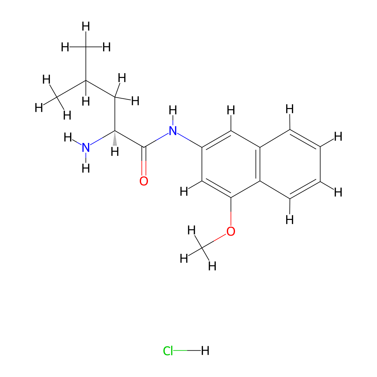 (S)-2-amino-N-(4-methoxy-2-naphthyl)-4-methylvaleramide monohydrochloride molecular structure, CAS 4467-68-9