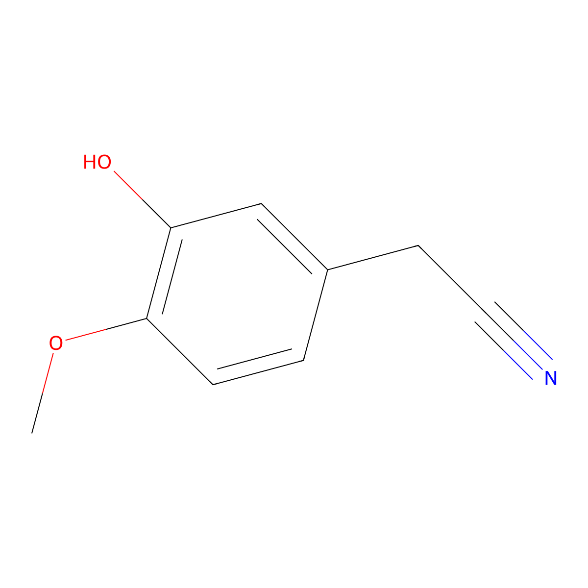 2-(3-Hydroxy-4-methoxyphenyl)acetonitrile molecular structure, CAS 4468-58-0