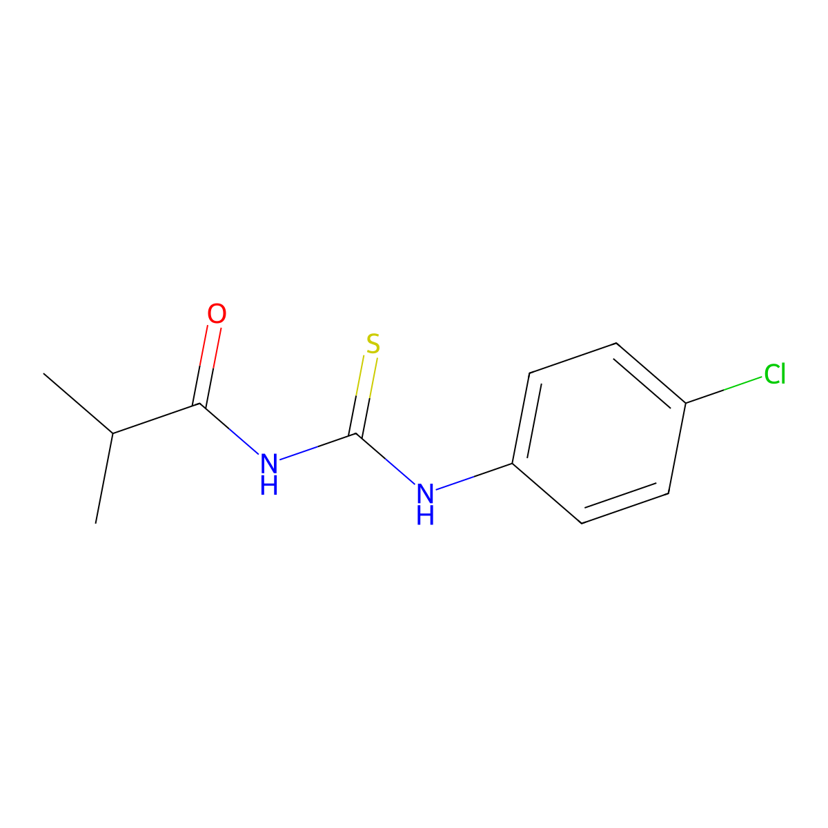 N-[(4-chlorophenyl)carbamothioyl]-2-methylpropanamide molecular structure, CAS 446824-07-3