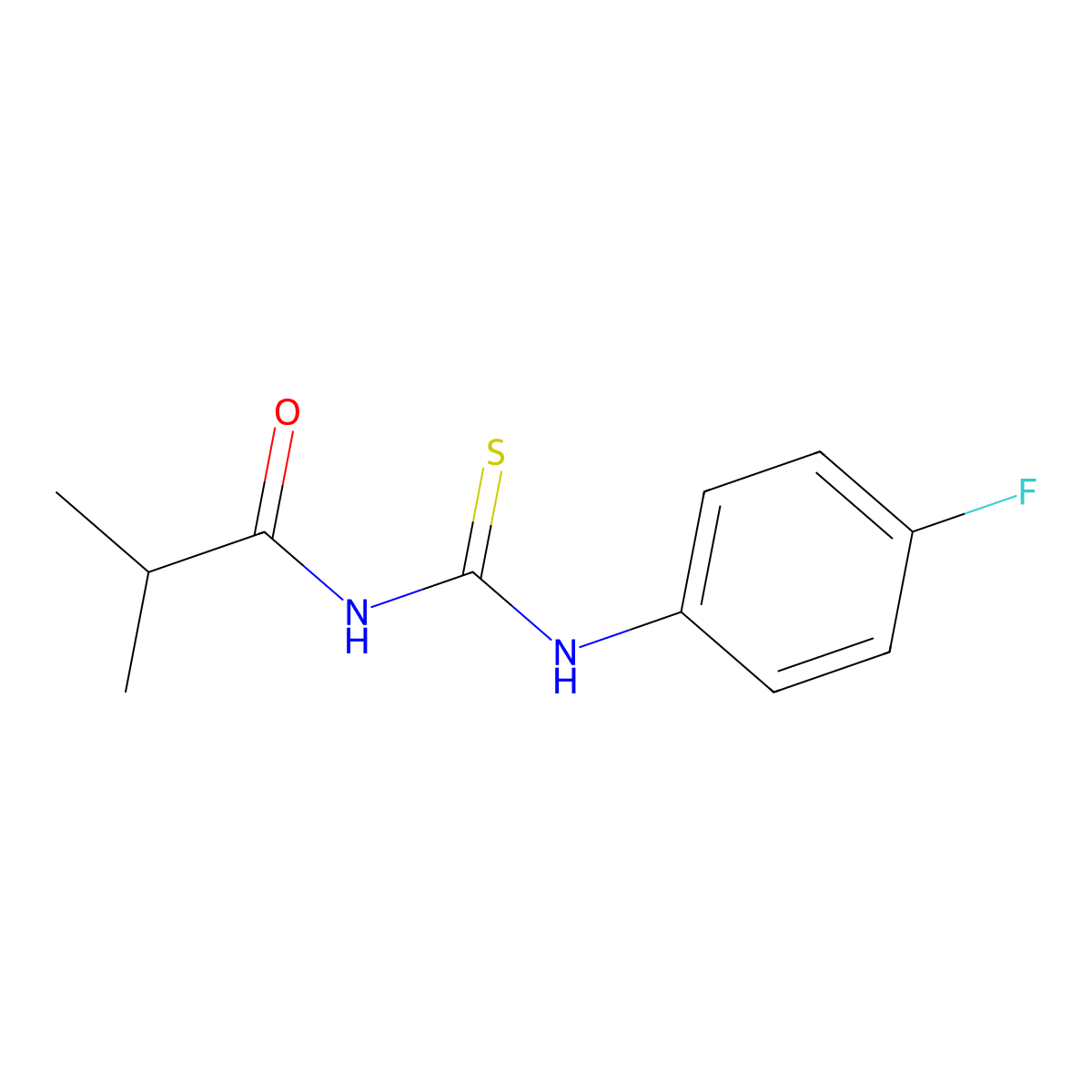 N-[(4-fluorophenyl)carbamothioyl]-2-methylpropanamide molecular structure, CAS 446824-21-1