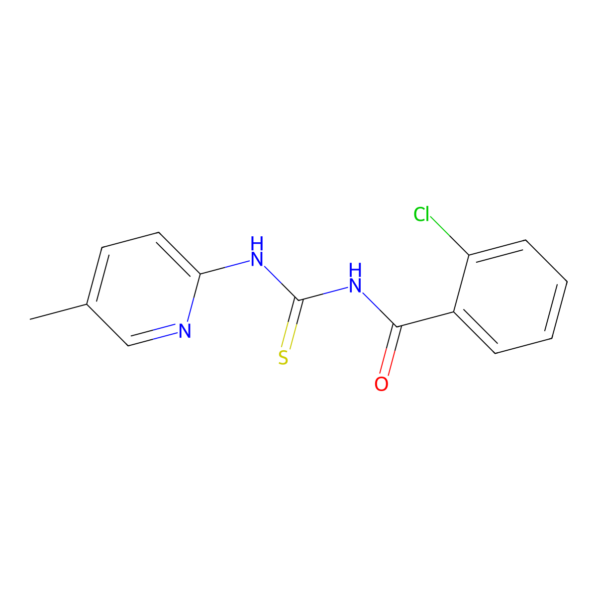 2-chloro-N-((5-methylpyridin-2-yl)carbamothioyl)benzamide molecular structure, CAS 446824-60-8
