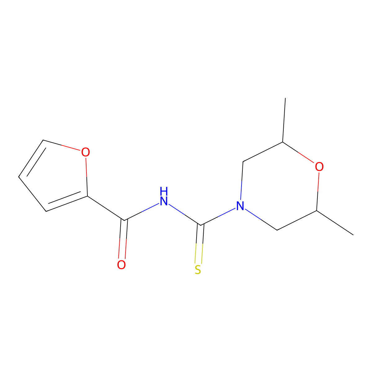 N-(2,6-dimethylmorpholine-4-carbothioyl)furan-2-carboxamide molecular structure, CAS 446825-77-0