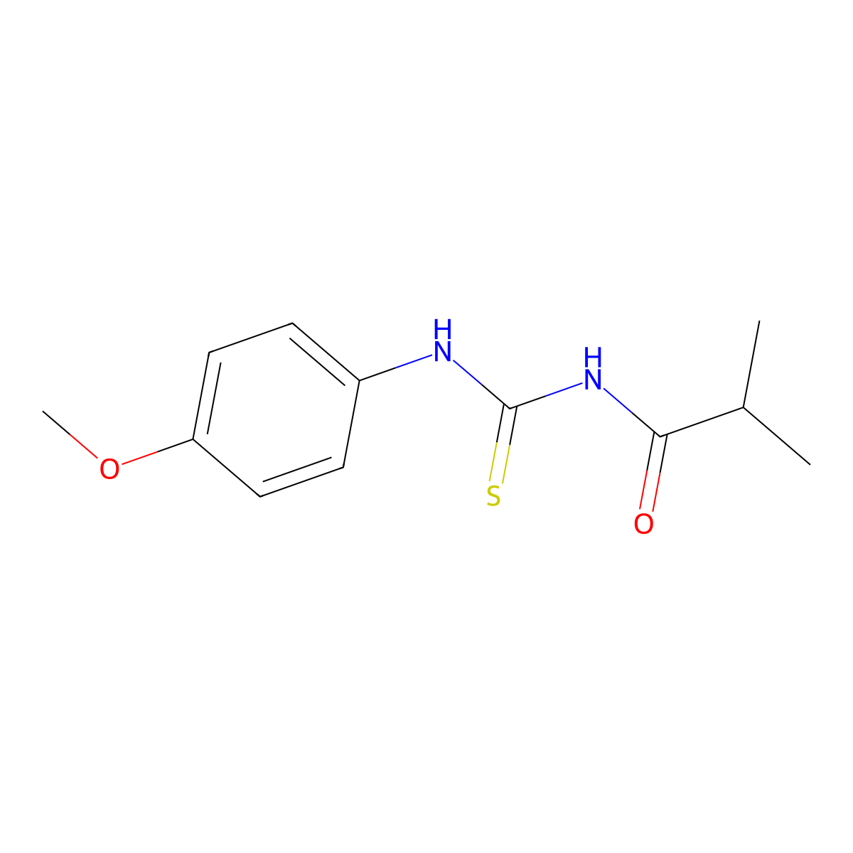 N-[(4-methoxyphenyl)carbamothioyl]-2-methylpropanamide molecular structure, CAS 446825-89-4