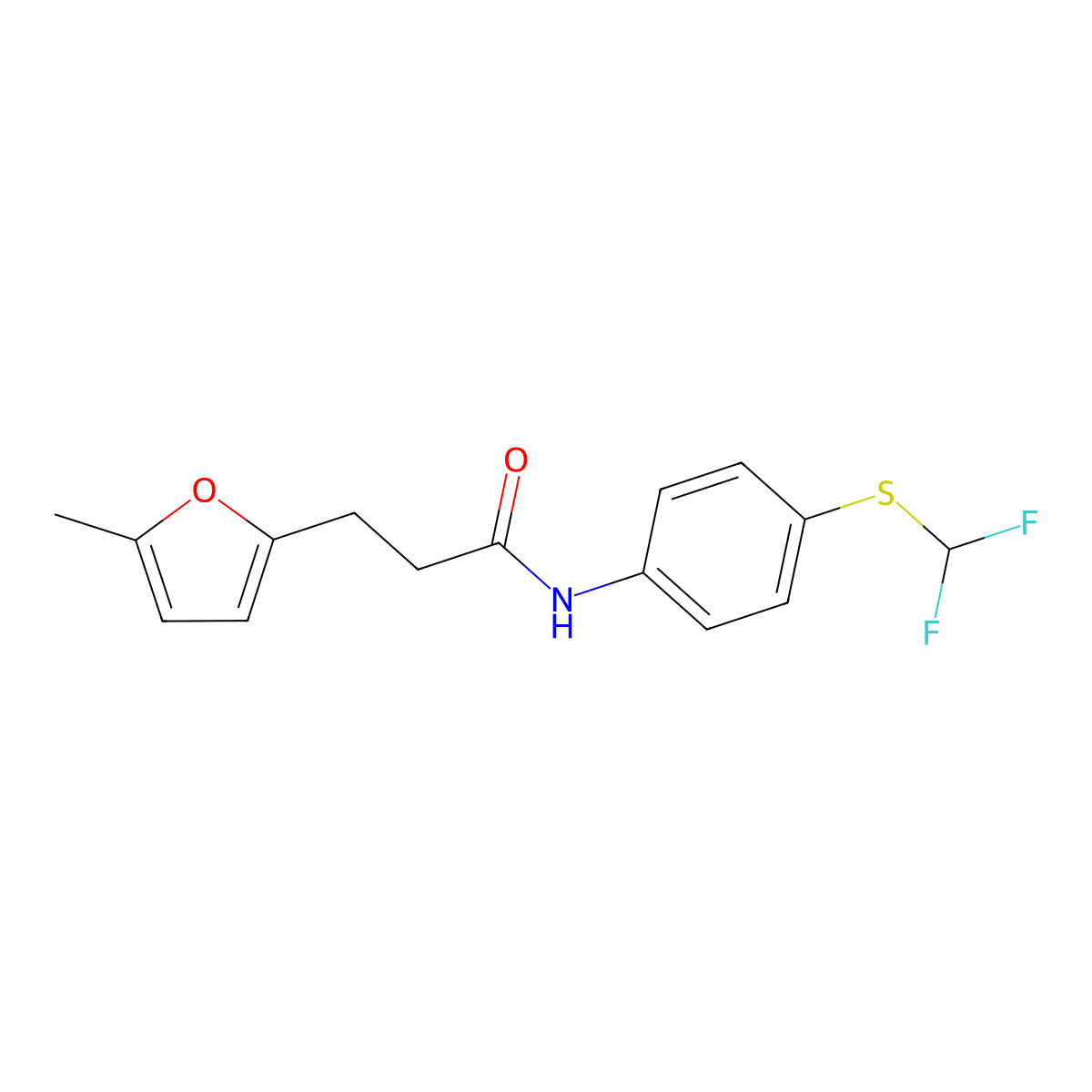 N-[4-(difluoromethylsulfanyl)phenyl]-3-(5-methylfuran-2-yl)propanamide molecular structure, CAS 446826-76-2