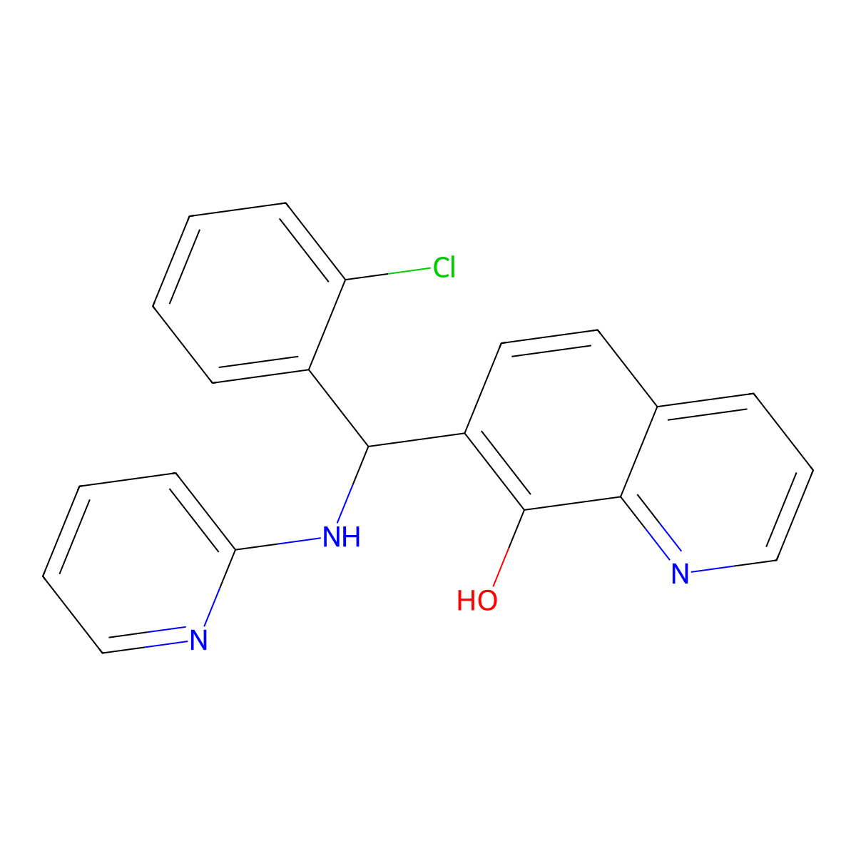 7-[(2-Chlorophenyl)-(pyridin-2-ylamino)methyl]quinolin-8-ol molecular structure, CAS 446826-82-0