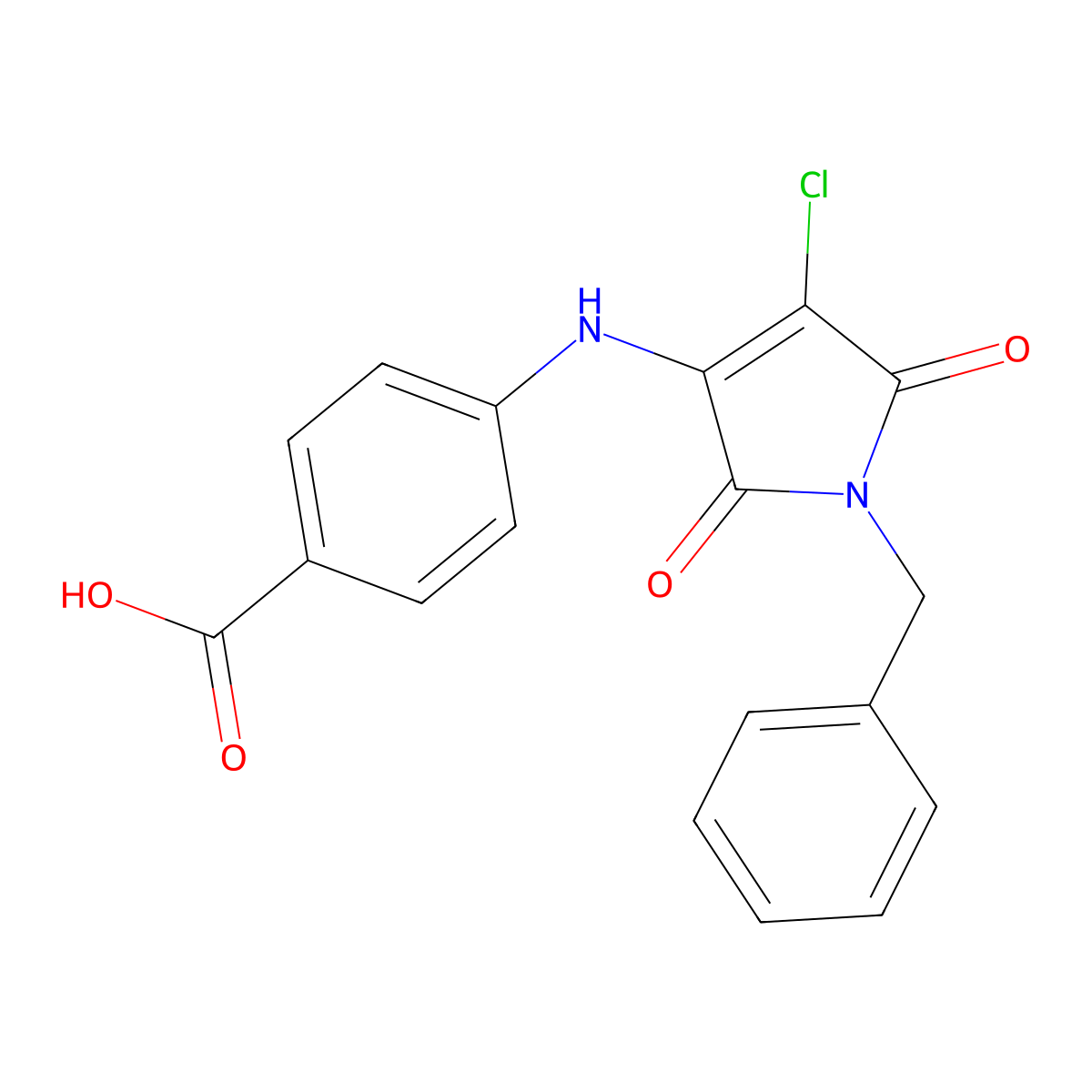 4-[(1-Benzyl-4-chloro-2,5-dioxopyrrol-3-yl)amino]benzoic acid molecular structure, CAS 446827-18-5