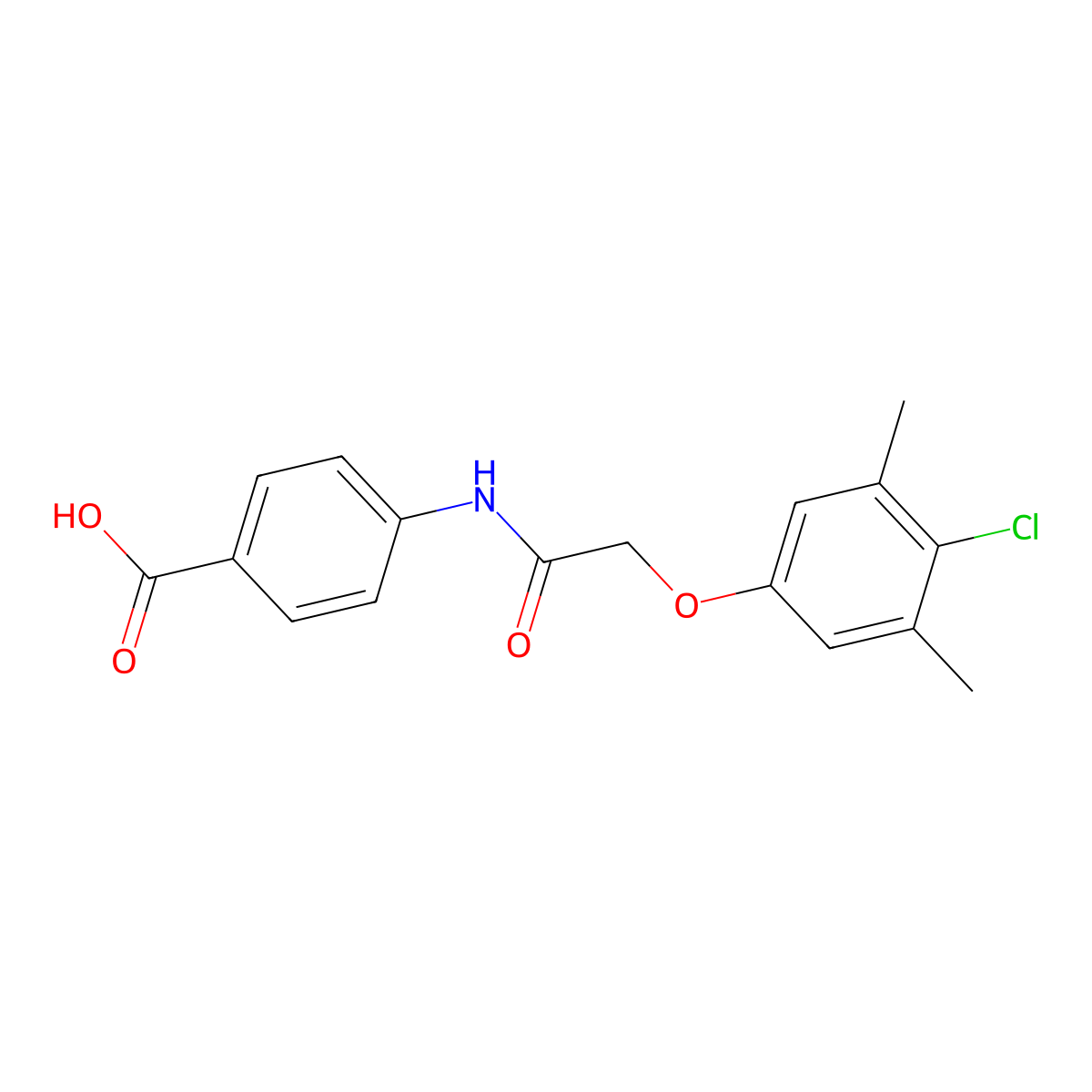 4-[2-(4-Chloro-3,5-dimethylphenoxy)acetylamino]benzoic acid molecular structure, CAS 446828-86-0