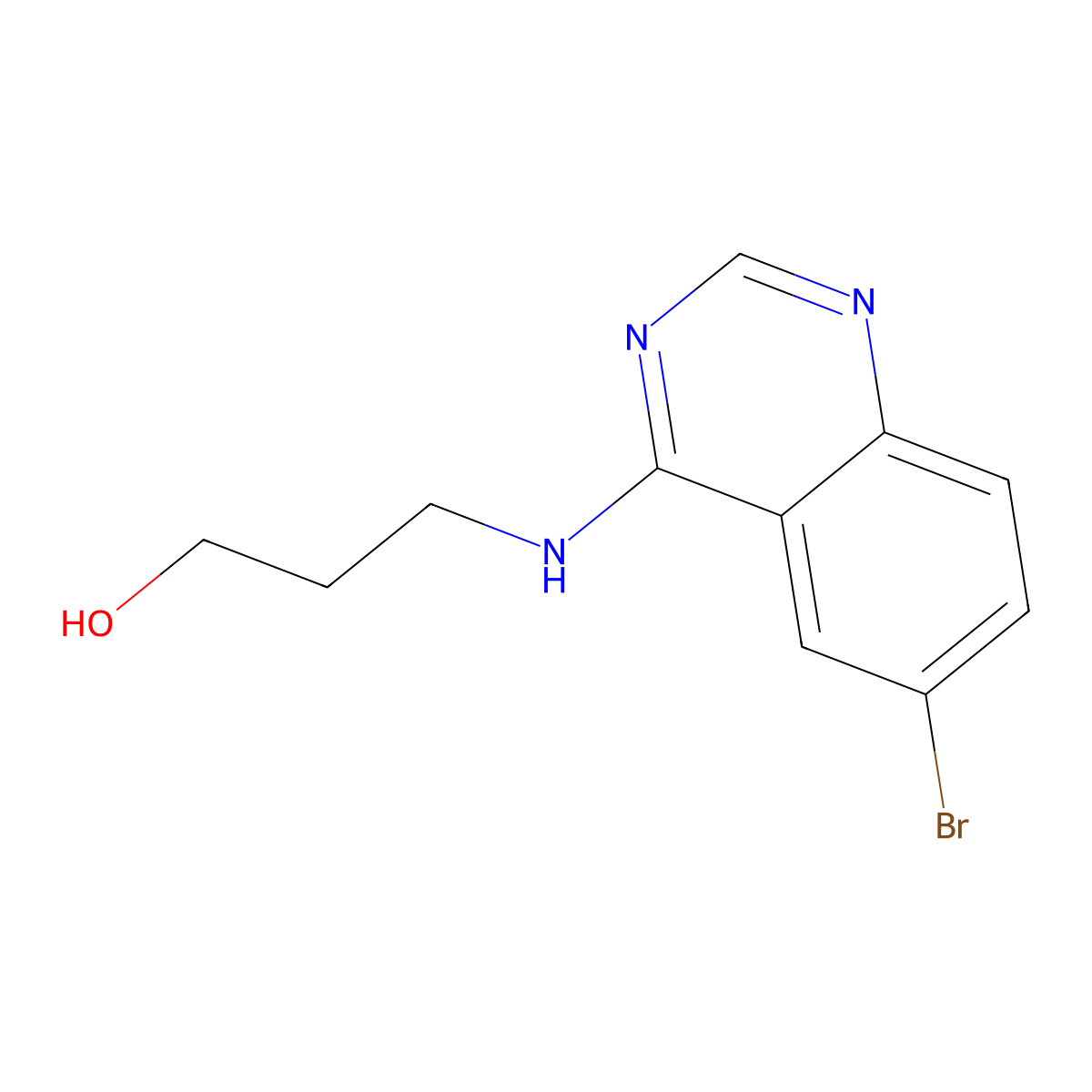 1-Propanol, 3-[(6-bromo-4-quinazolinyl)amino]- molecular structure, CAS 446829-16-9