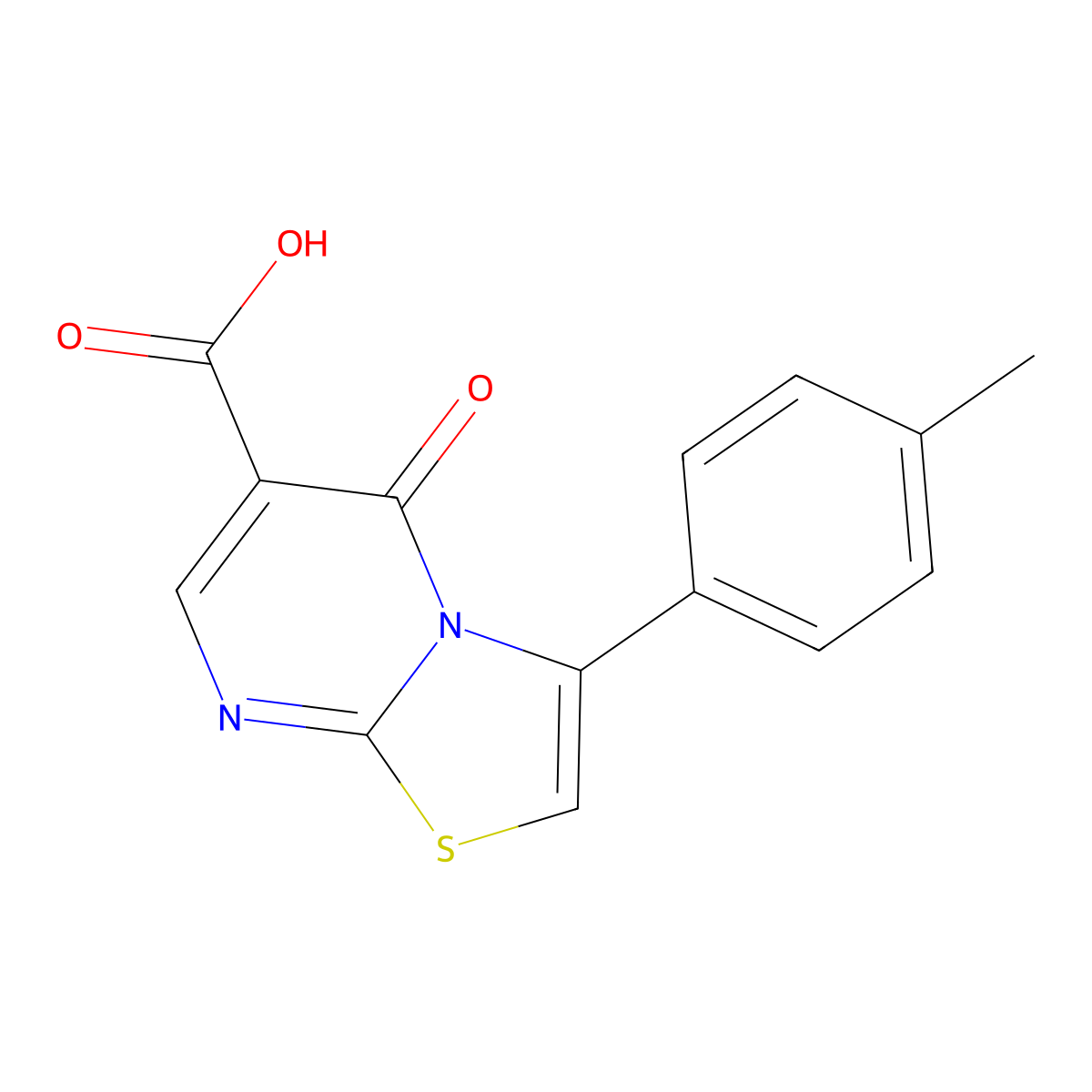 3-(4-methylphenyl)-5-oxo-5H-[1,3]thiazolo[3,2-a]pyrimidine-6-carboxylic acid molecular structure, CAS 446829-31-8