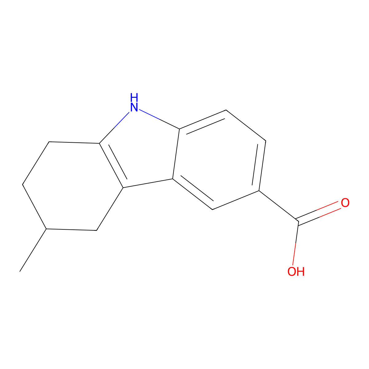 3-methyl-2,3,4,9-tetrahydro-1H-carbazole-6-carboxylic acid molecular structure, CAS 446829-41-0