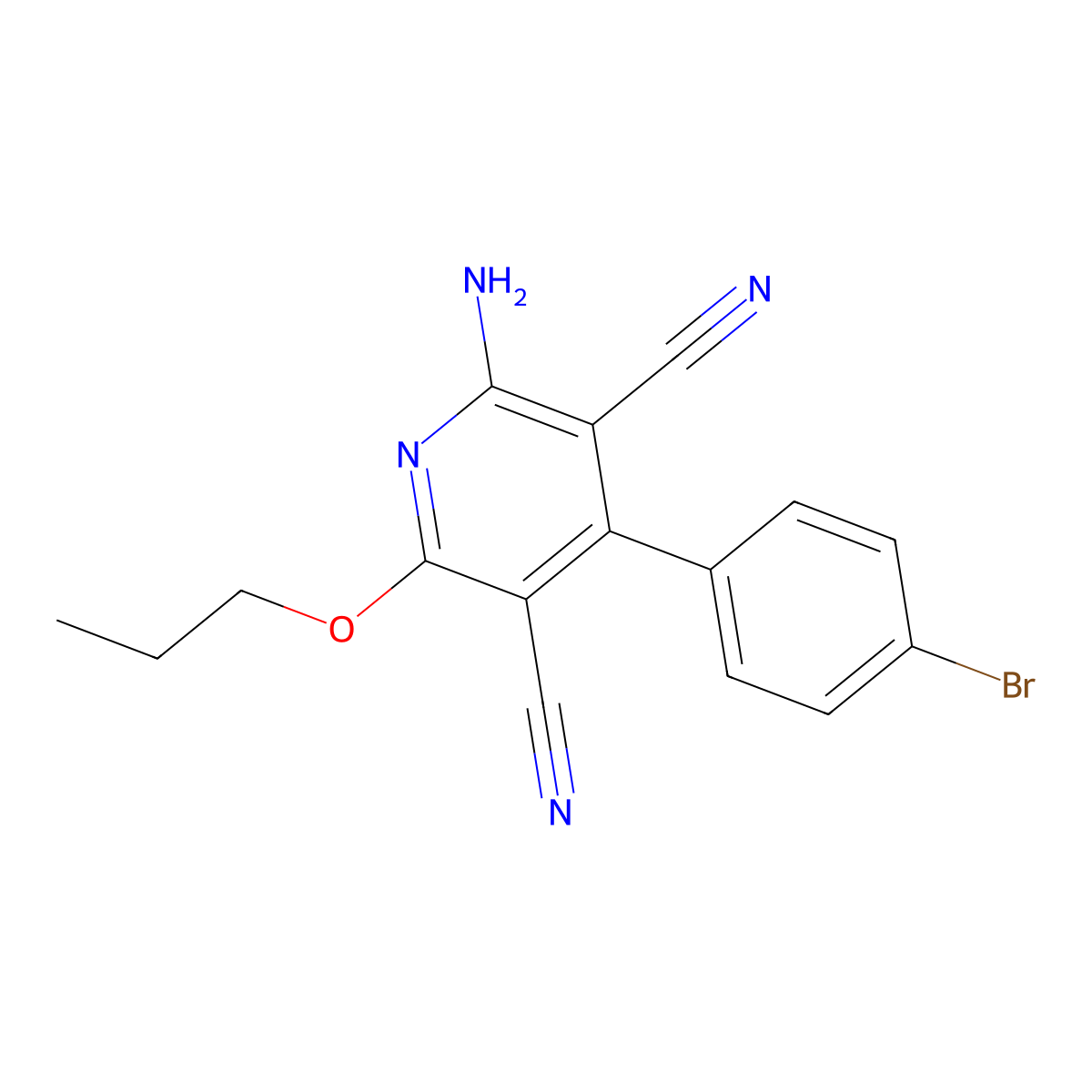 2-Amino-4-(4-bromophenyl)-6-propoxy-3,5-pyridinedicarbonitrile molecular structure, CAS 446829-52-3
